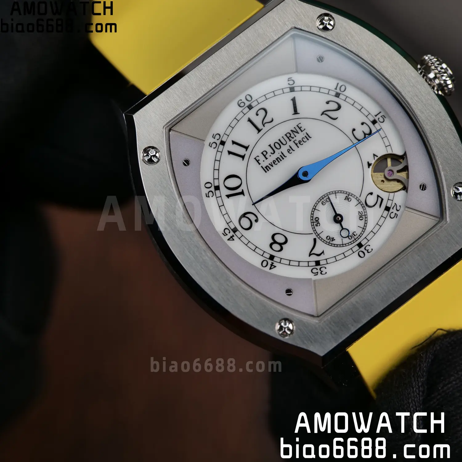 FPJ F.P.Journe Elegante FJ Factory Best Edition White Dial on Yellow Rubber Strap Quartz V2 96 0bfe47a281a8d71 AMO Watch