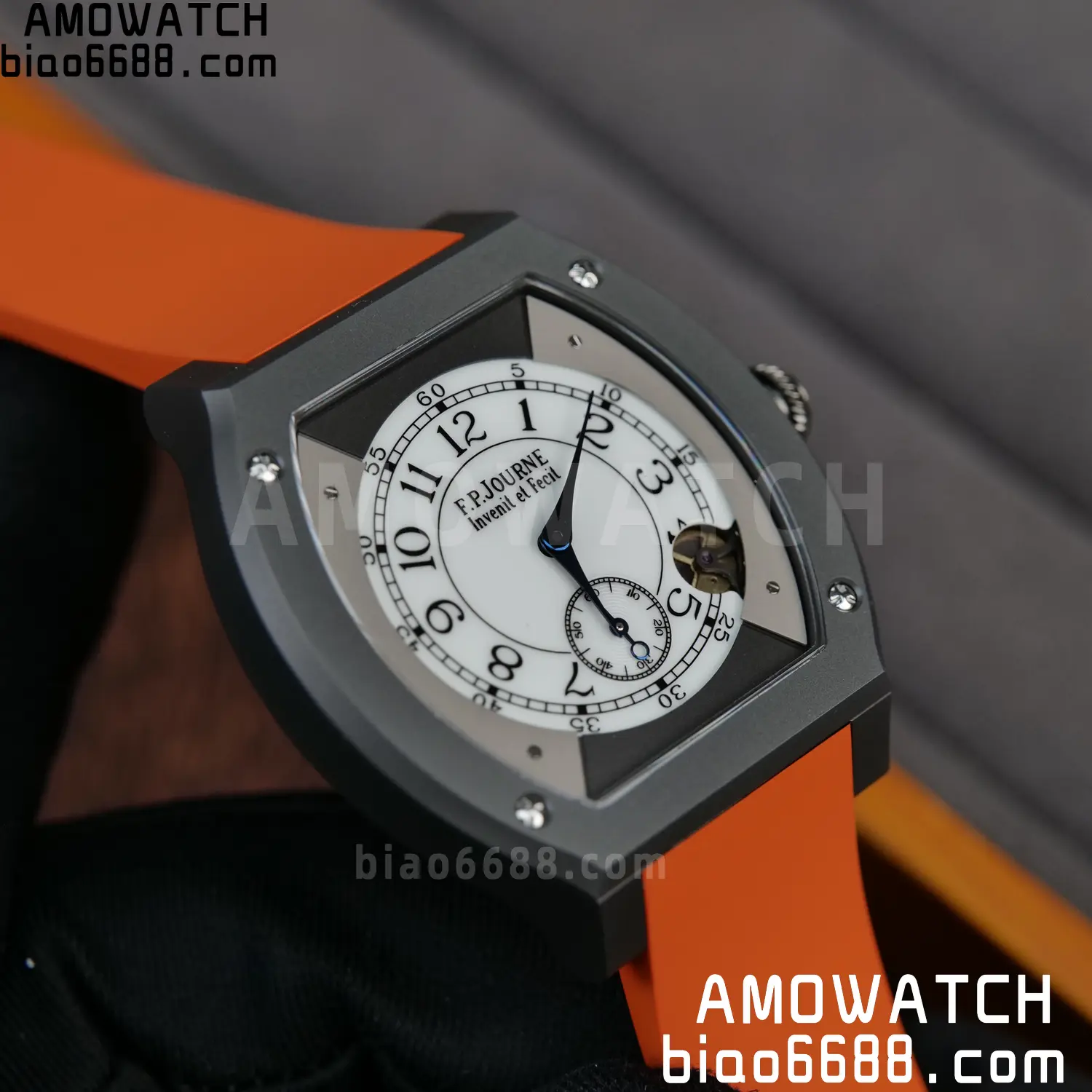 FPJ F.P.Journe Elegante PVD FJ Factory Best Edition White Dial on Orange Rubber Strap Quartz V2 90 0cf47cce9a3e7d2 AMO Watch