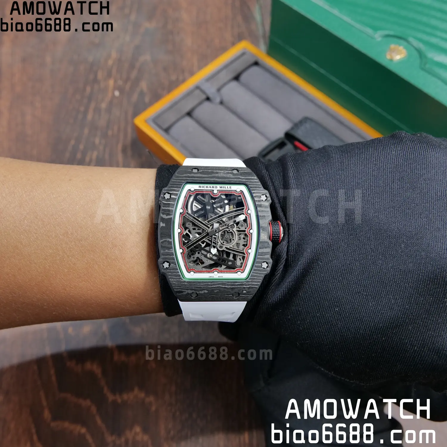 RICHARD MILLE 1:1 RM67-02 Black NTPT RICH Factory Pro 1:1 Italy Skeleton Dial White Rubber Strap CRMA7 Super Clone V2 102 0dd62c31c91bc18 AMO Watch
