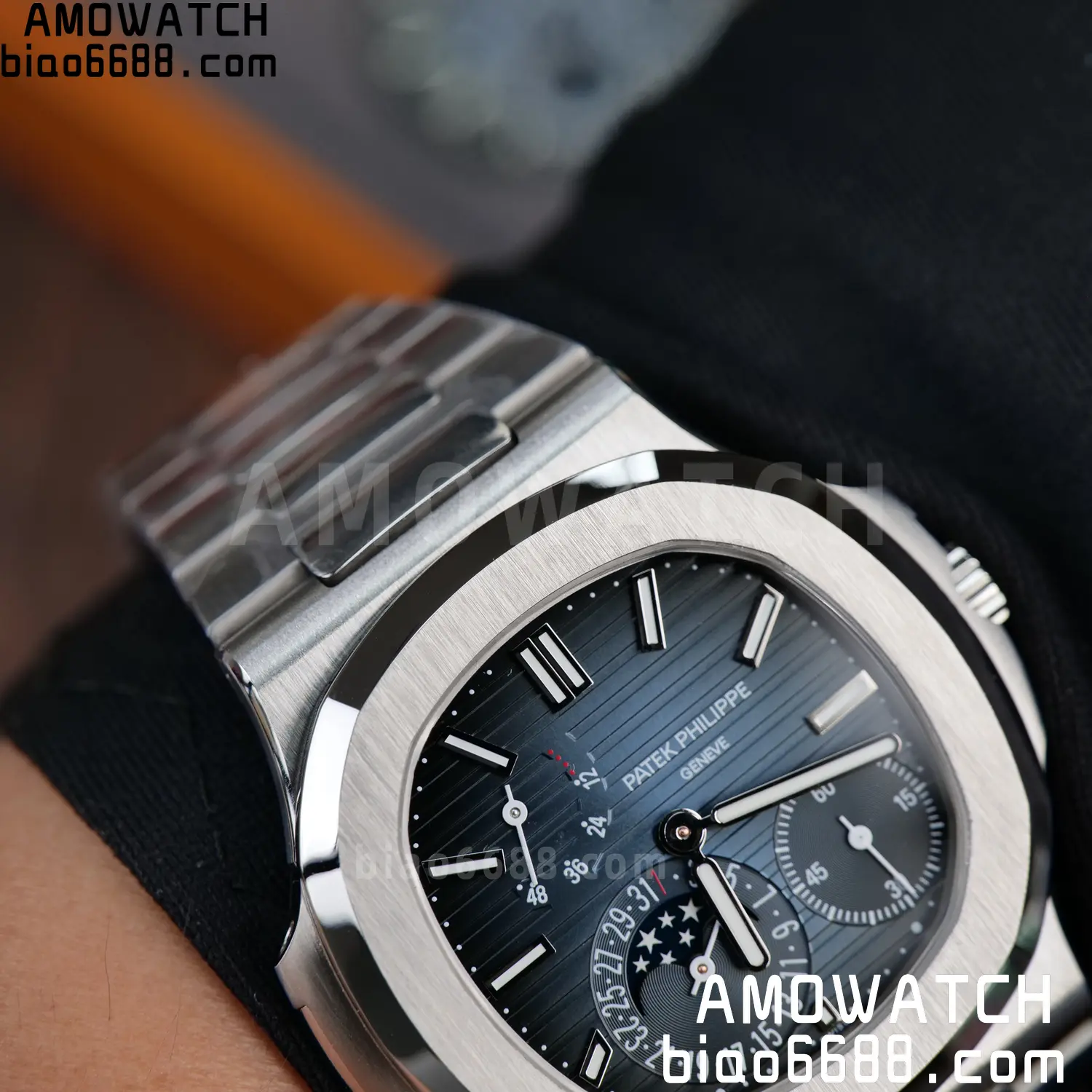 Custom Made Patek Philippe Nautilus 5712 SS UMI 155 1048352933ad7e7 AMO Watch