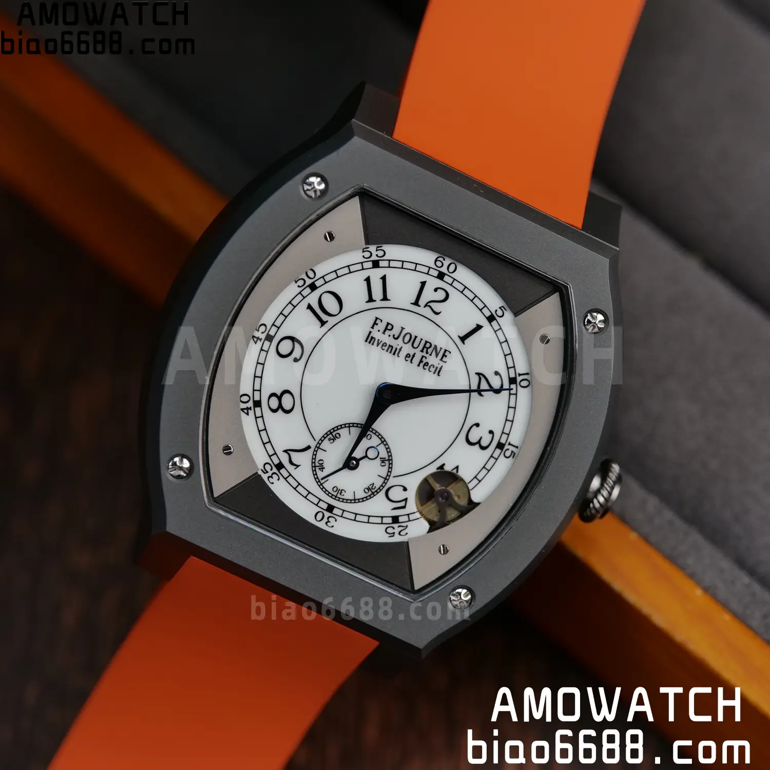 FPJ F.P.Journe Elegante PVD FJ Factory Best Edition White Dial on Orange Rubber Strap Quartz V2 108 10d01f45d68c567 AMO Watch
