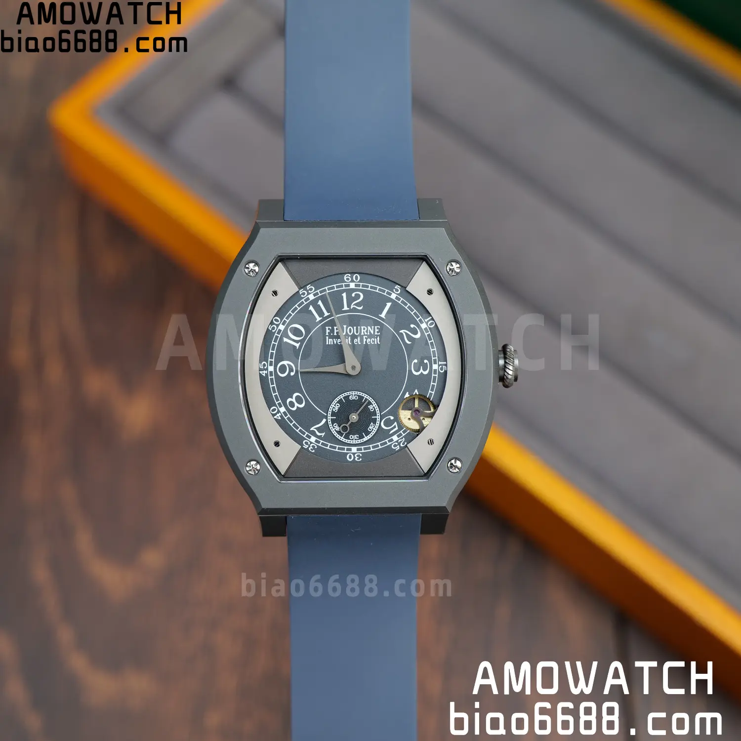 FPJ F.P.Journe Elegante PVD FJ Factory Best Edition Black Dial on Blue Rubber Strap Quartz V2 106 115d6c231af73e0 AMO Watch