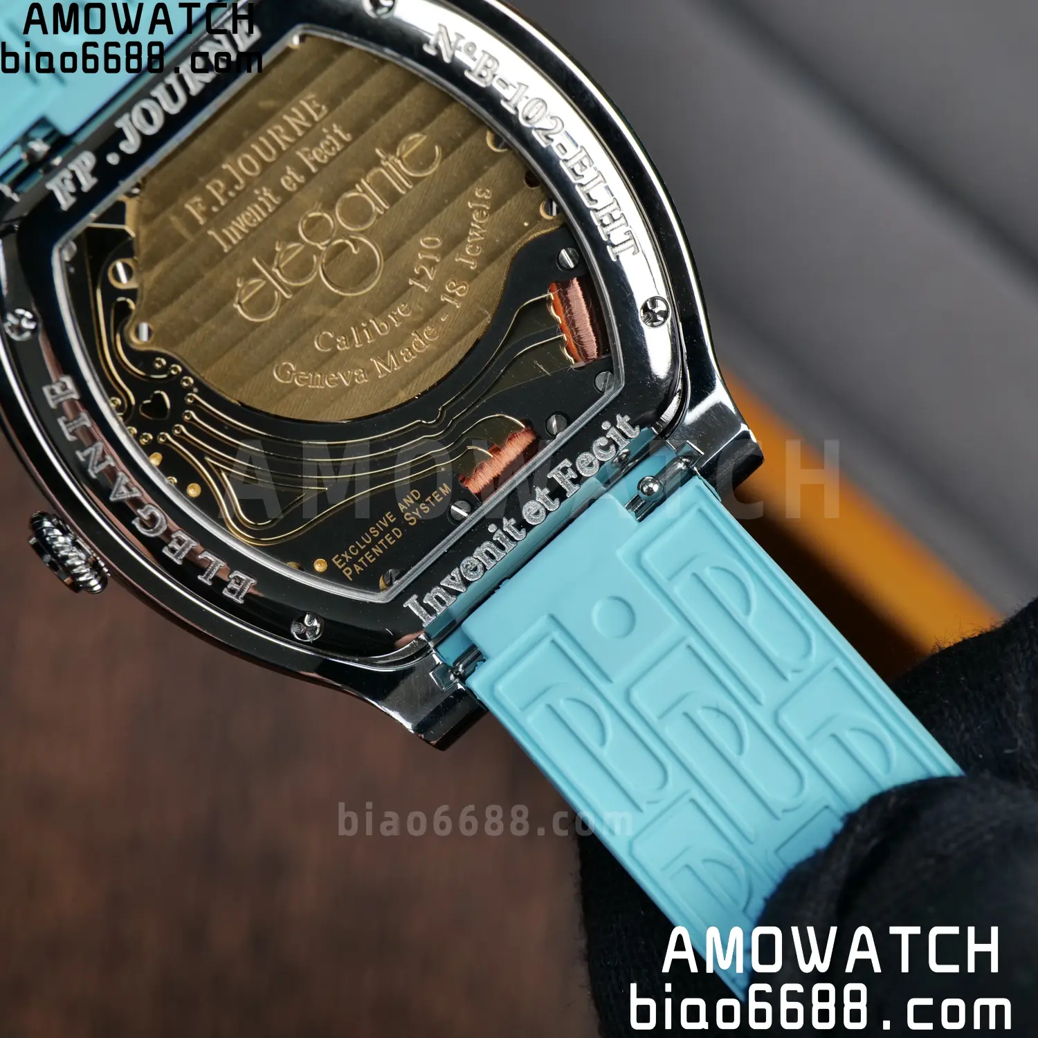 FPJ F.P.Journe Elegante FJ Factory Best Edition White Dial on Light Blue Rubber Strap Quartz V2 107 11bfc23315e9419 AMO Watch