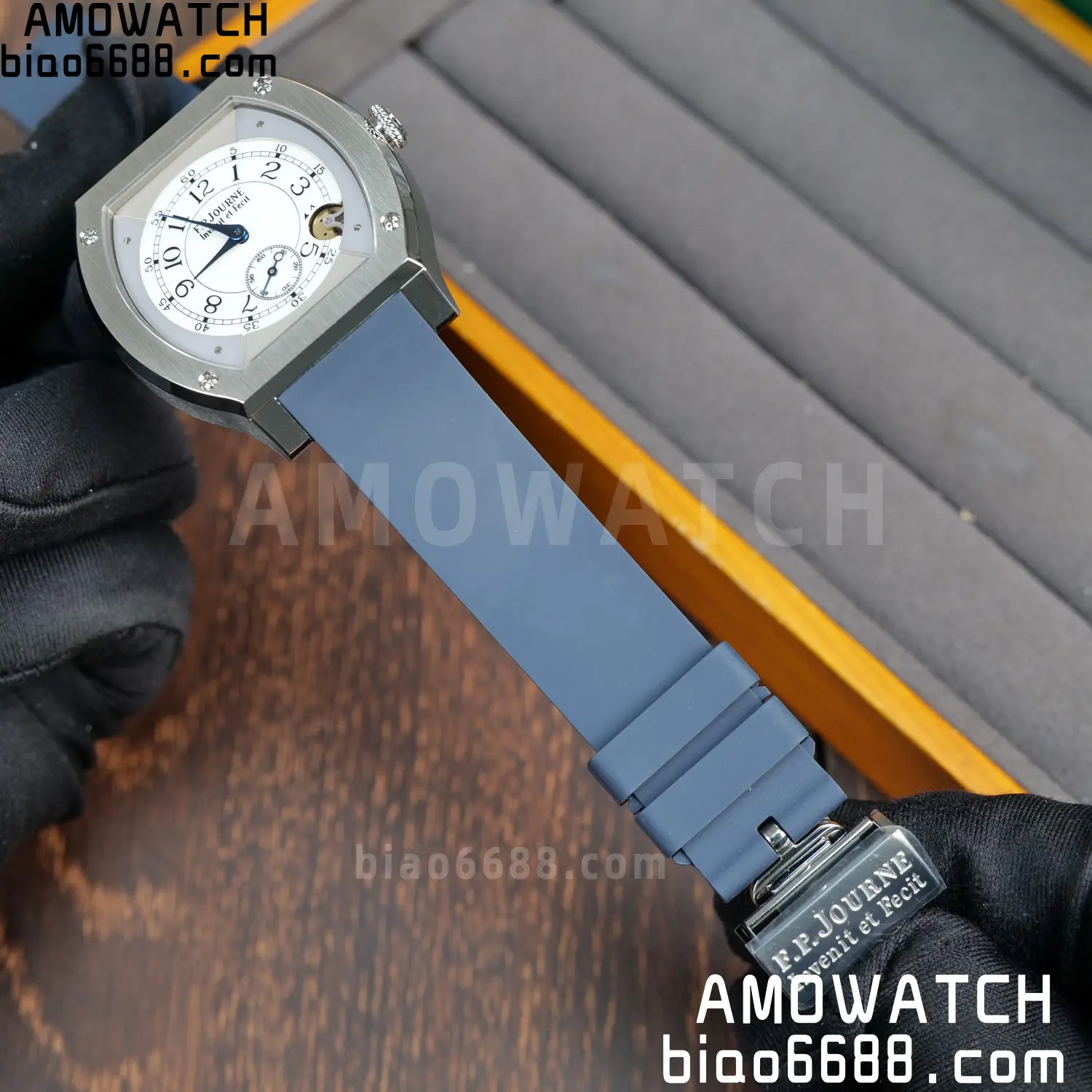 FPJ F.P.Journe Elegante FJ Factory Best Edition White Dial on Blue Rubber Strap Quartz V2 86 12d5dca9820938c AMO Watch