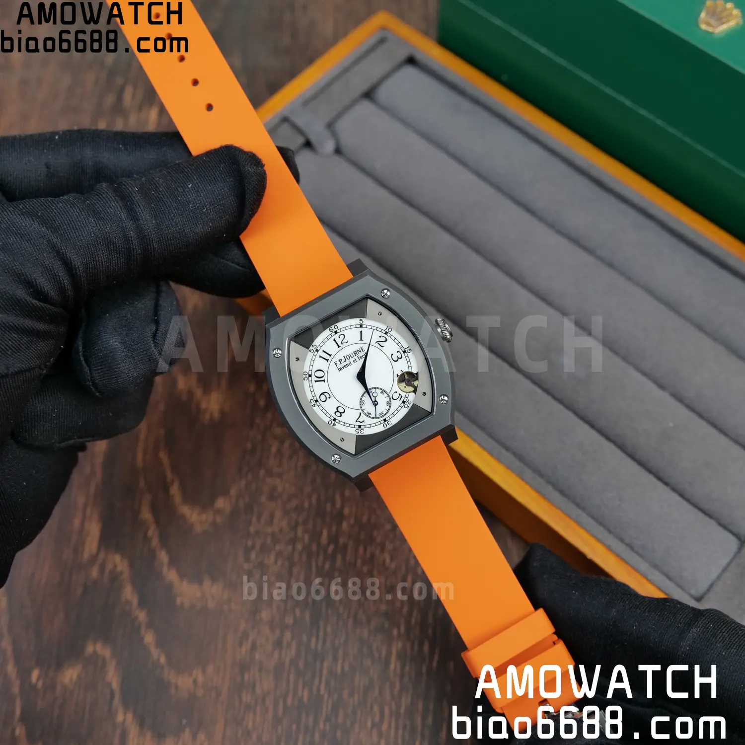FPJ F.P.Journe Elegante PVD FJ Factory Best Edition White Dial on Orange Rubber Strap Quartz V2 75 133c9dc4a2ae2b0 AMO Watch