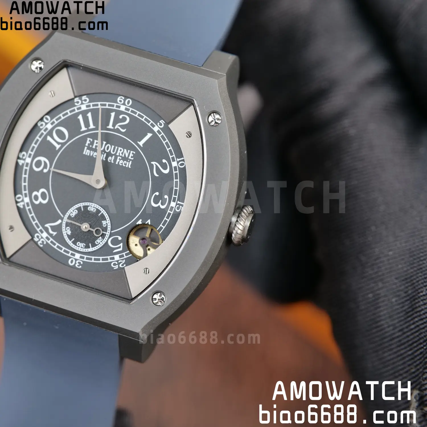 FPJ F.P.Journe Elegante PVD FJ Factory Best Edition Black Dial on Blue Rubber Strap Quartz V2 114 1374800ac88574e AMO Watch