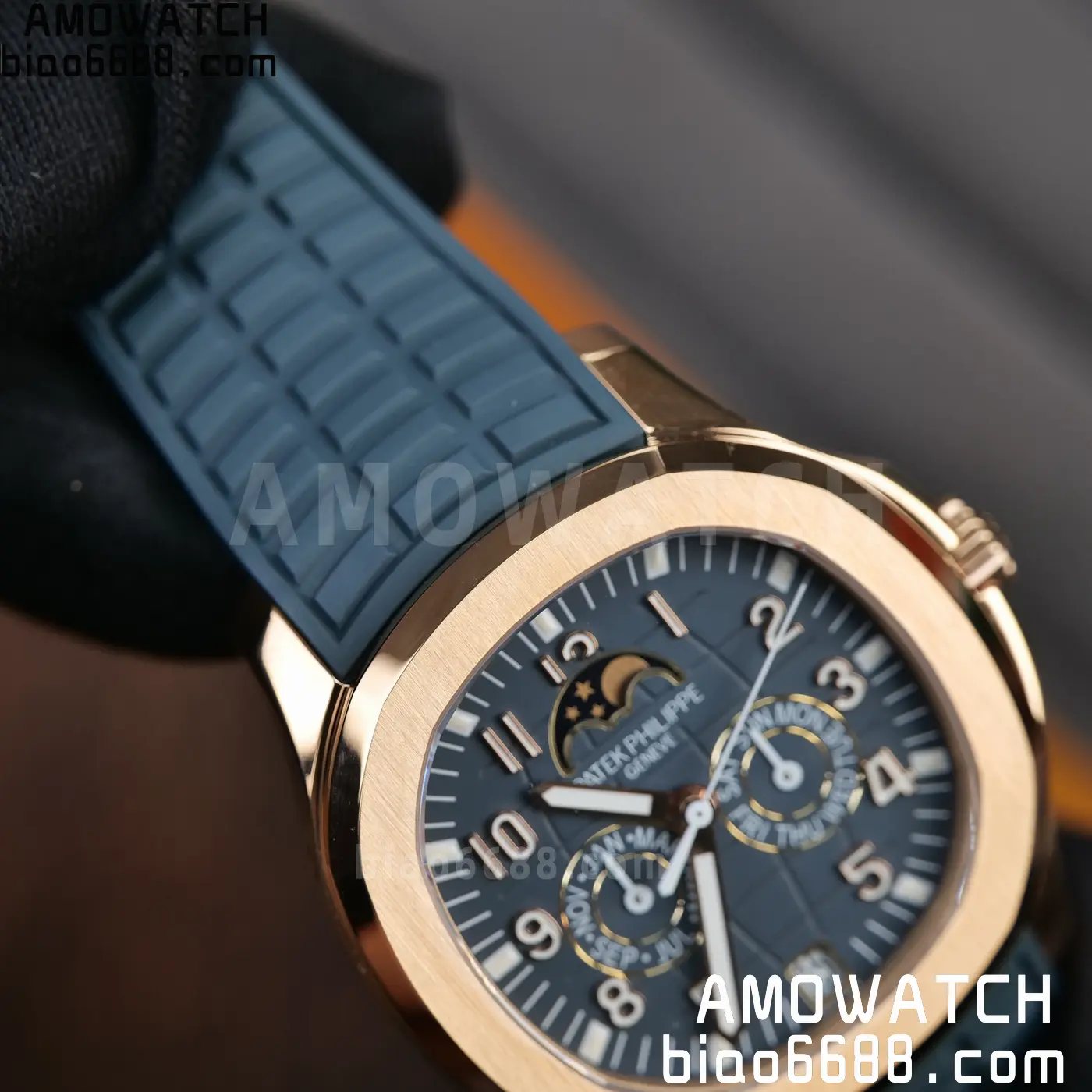 Patek Philippe Aquanaut 5261R RG APW Factory 1:1 Best Edition Dial on Blue Rubber Strap V2 95 13de6606eb8460a AMO Watch