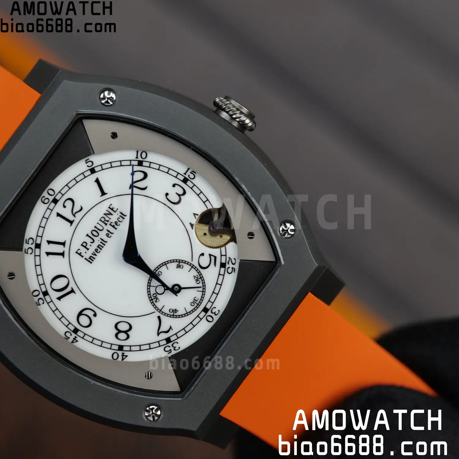 FPJ F.P.Journe Elegante PVD FJ Factory Best Edition White Dial on Orange Rubber Strap Quartz V2 94 1453b893cde6b78 AMO Watch