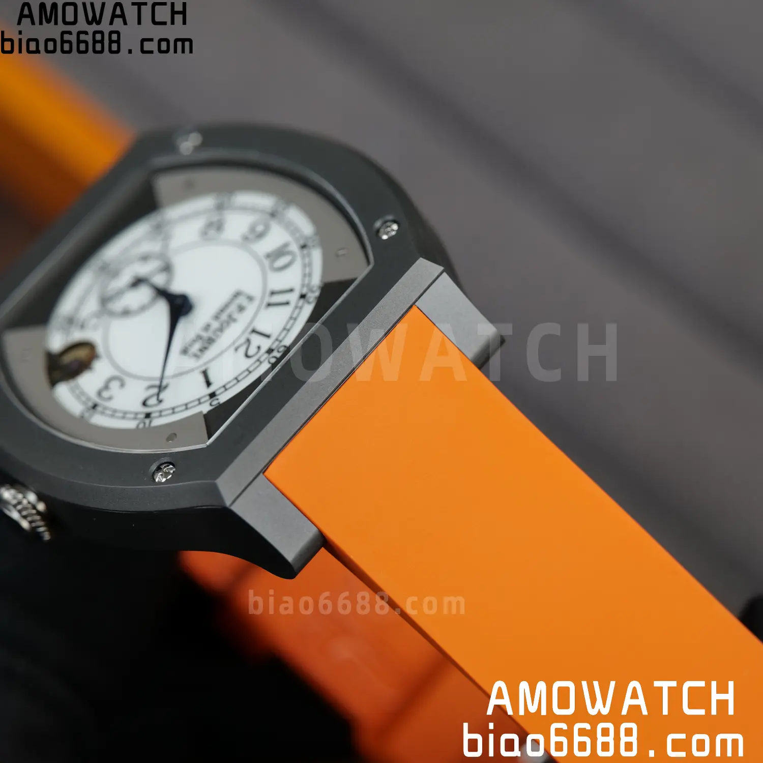 FPJ F.P.Journe Elegante PVD FJ Factory Best Edition White Dial on Orange Rubber Strap Quartz V2 88 1567b8a3a93c9db AMO Watch