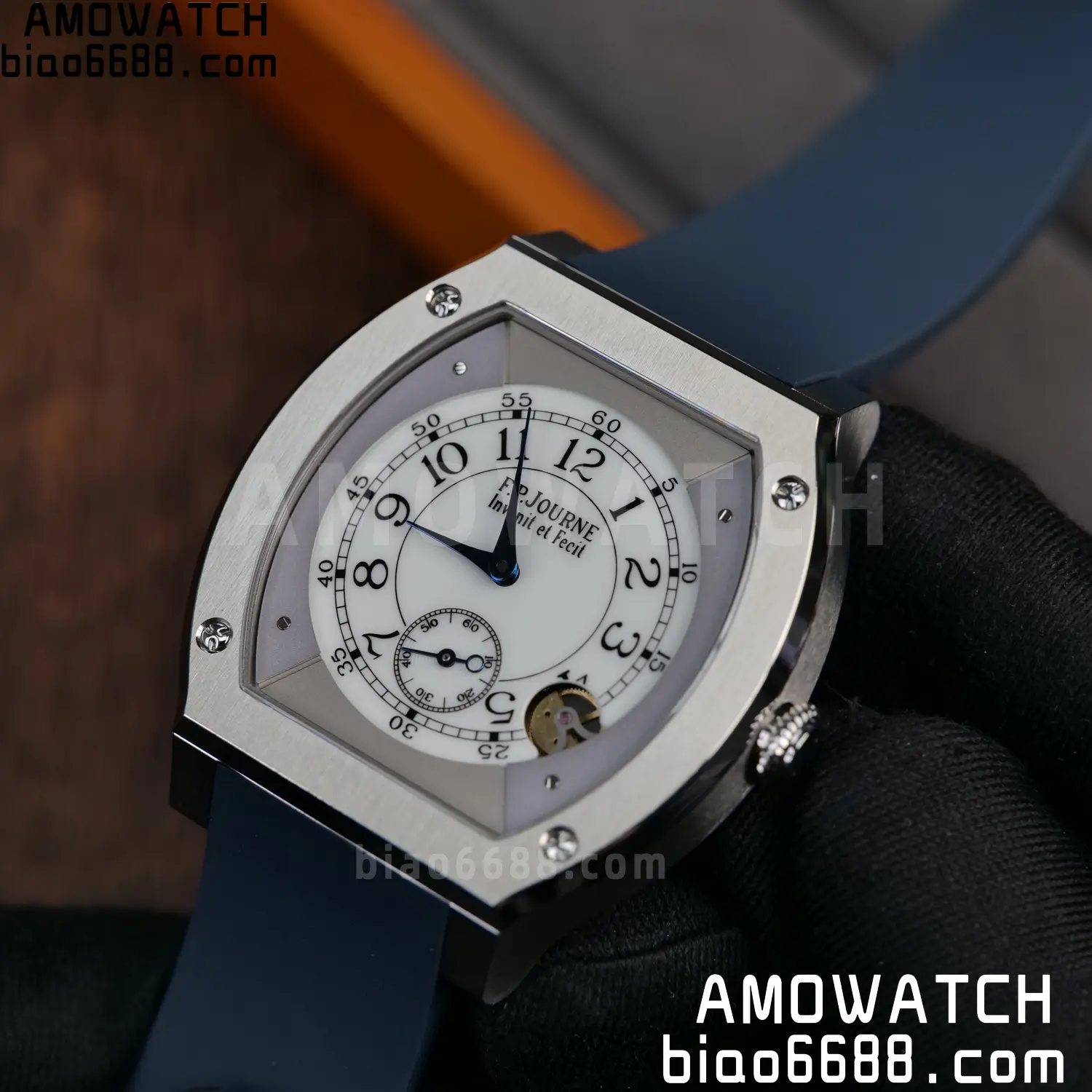 FPJ F.P.Journe Elegante FJ Factory Best Edition White Dial on Blue Rubber Strap Quartz V2 97 15deeb9f6de6712 AMO Watch
