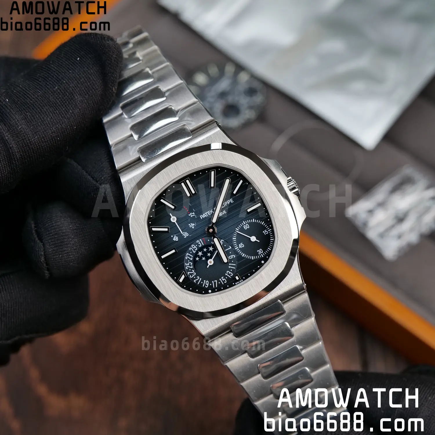 Custom Made Patek Philippe Nautilus 5712 SS UMI 115 1a0ad4f4ea7f6ce AMO Watch