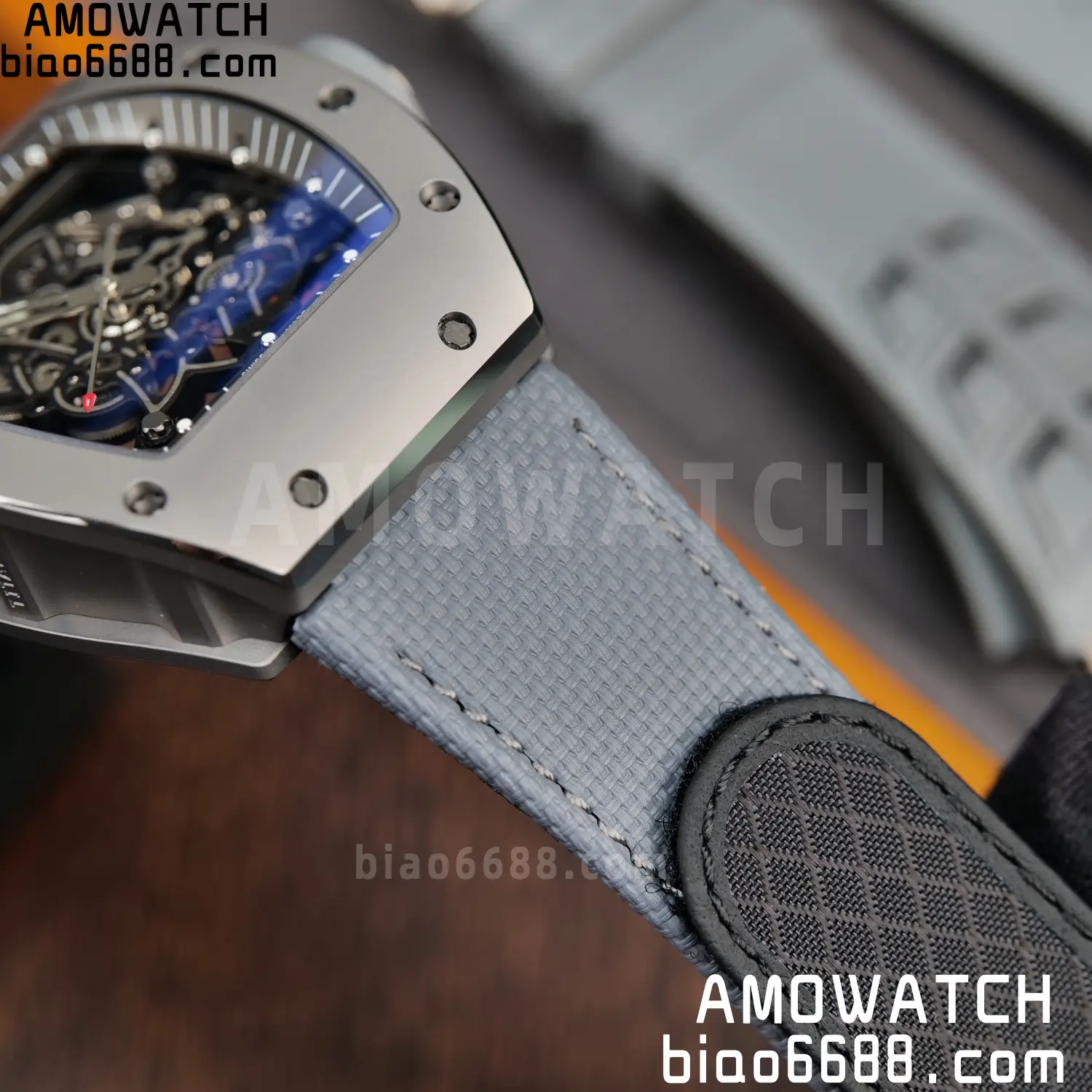 RICHARD MILLE RM055 Gray Ceramic UMI 1:1 Best Edition on Nylon Strap RMUL2 Free Sprung 45 1a4e299f4d525b5 AMO Watch