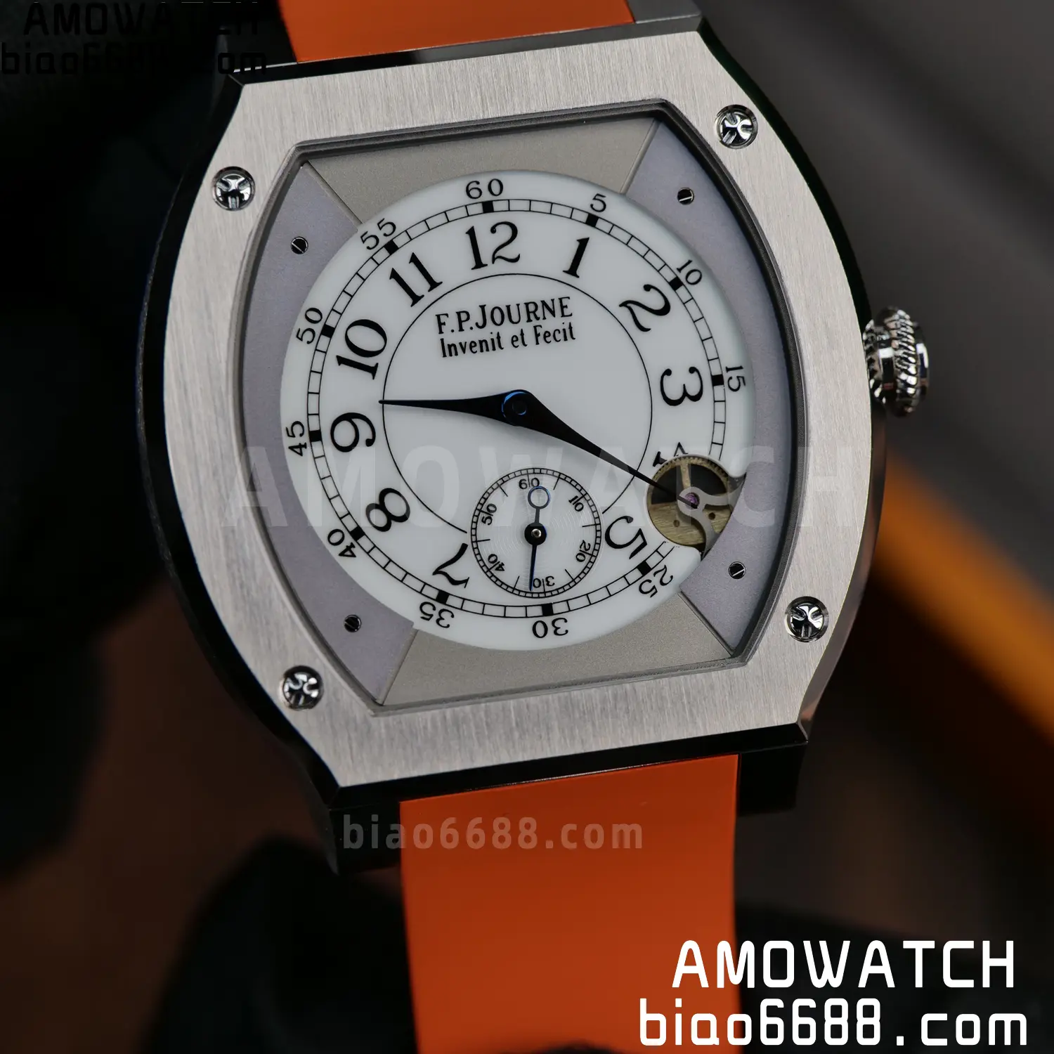 FPJ F.P.Journe Elegante FJ Factory Best Edition White Dial on Orange Rubber Strap Quartz V2 100 1ad8eebb3eb93d6 AMO Watch
