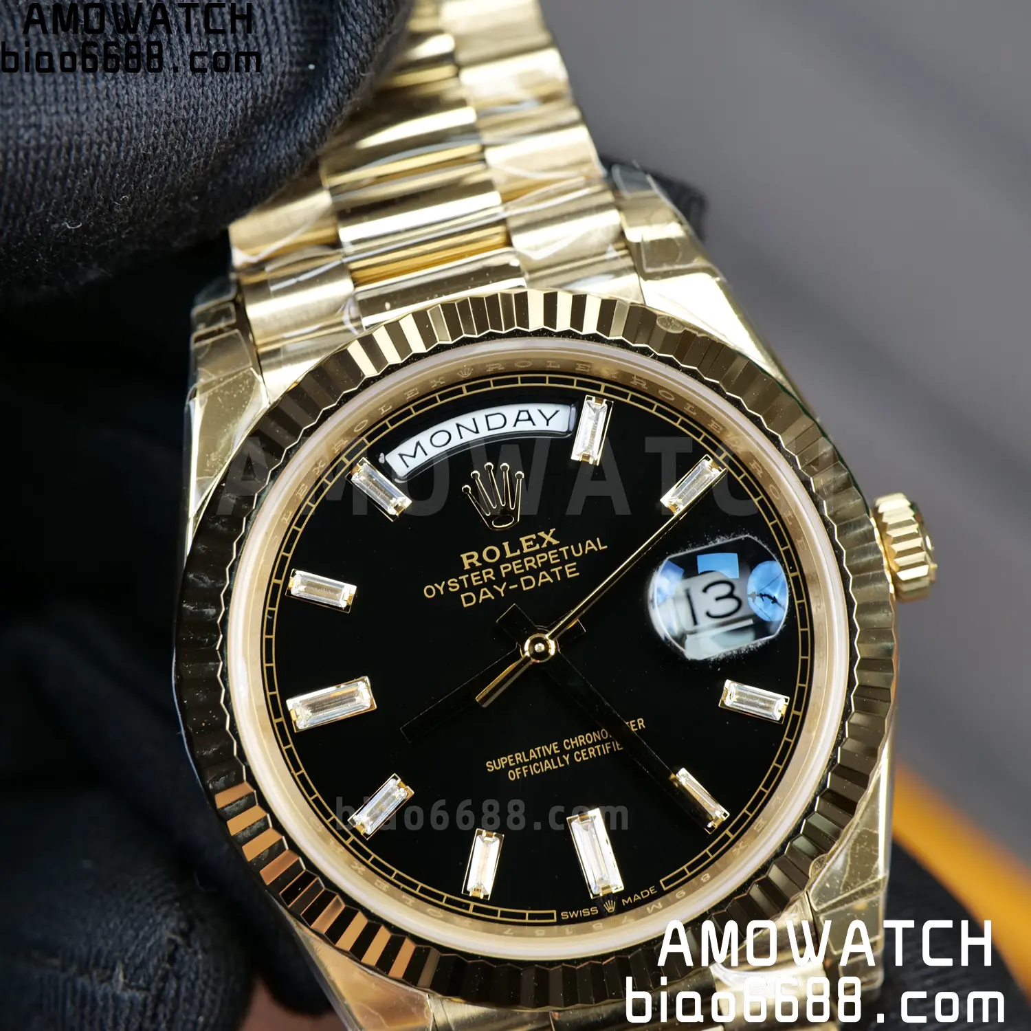 Rolex Day Date 40 YG 228238 RCF 1:1 Best Edition Black Dial on President Bracelet VR3255 (210g) 73 1c19803fe0389de AMO Watch