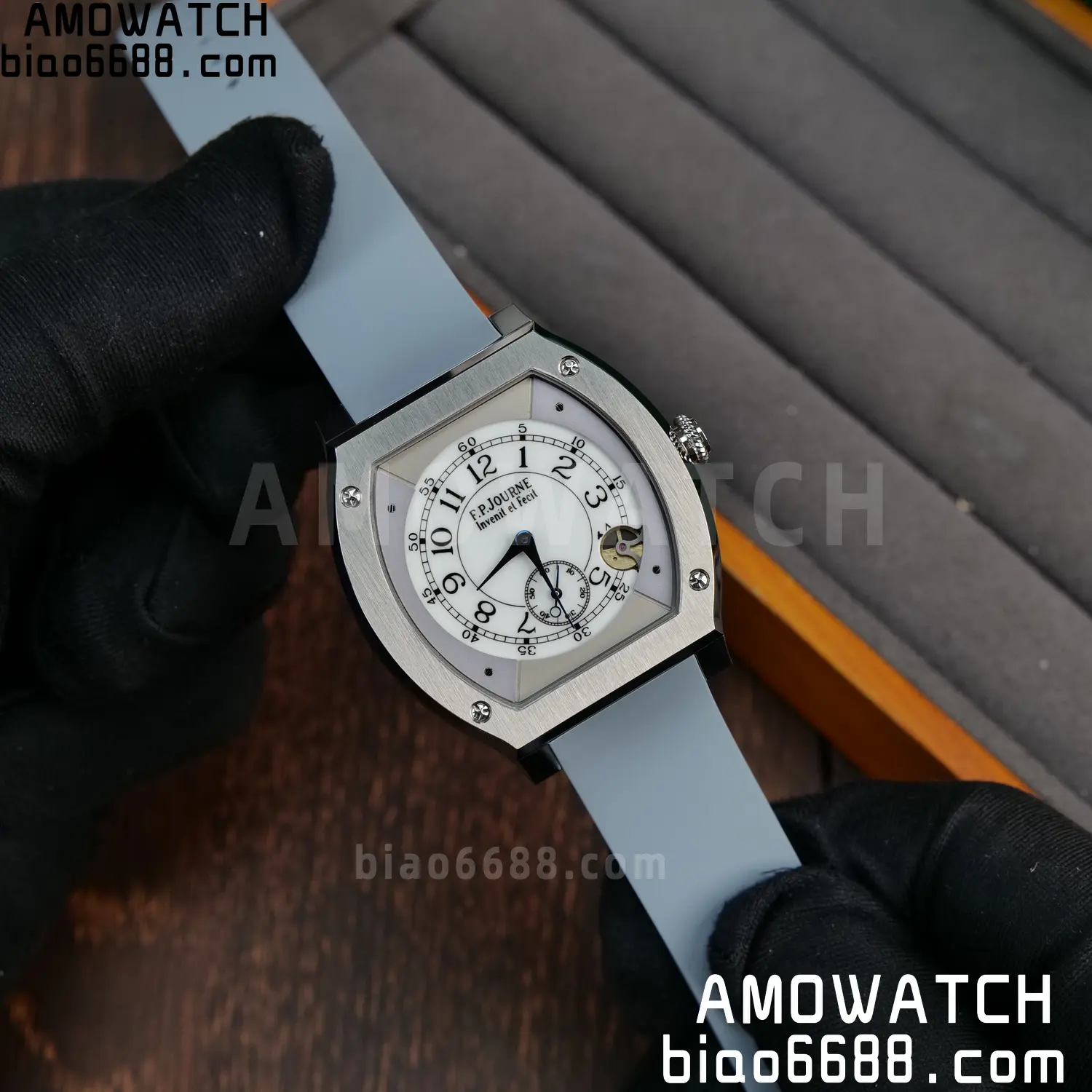 FPJ F.P.Journe Elegante FJ Factory Best Edition White Dial on Gray Rubber Strap Quartz V2 82 1cc5cc007be7e79 AMO Watch