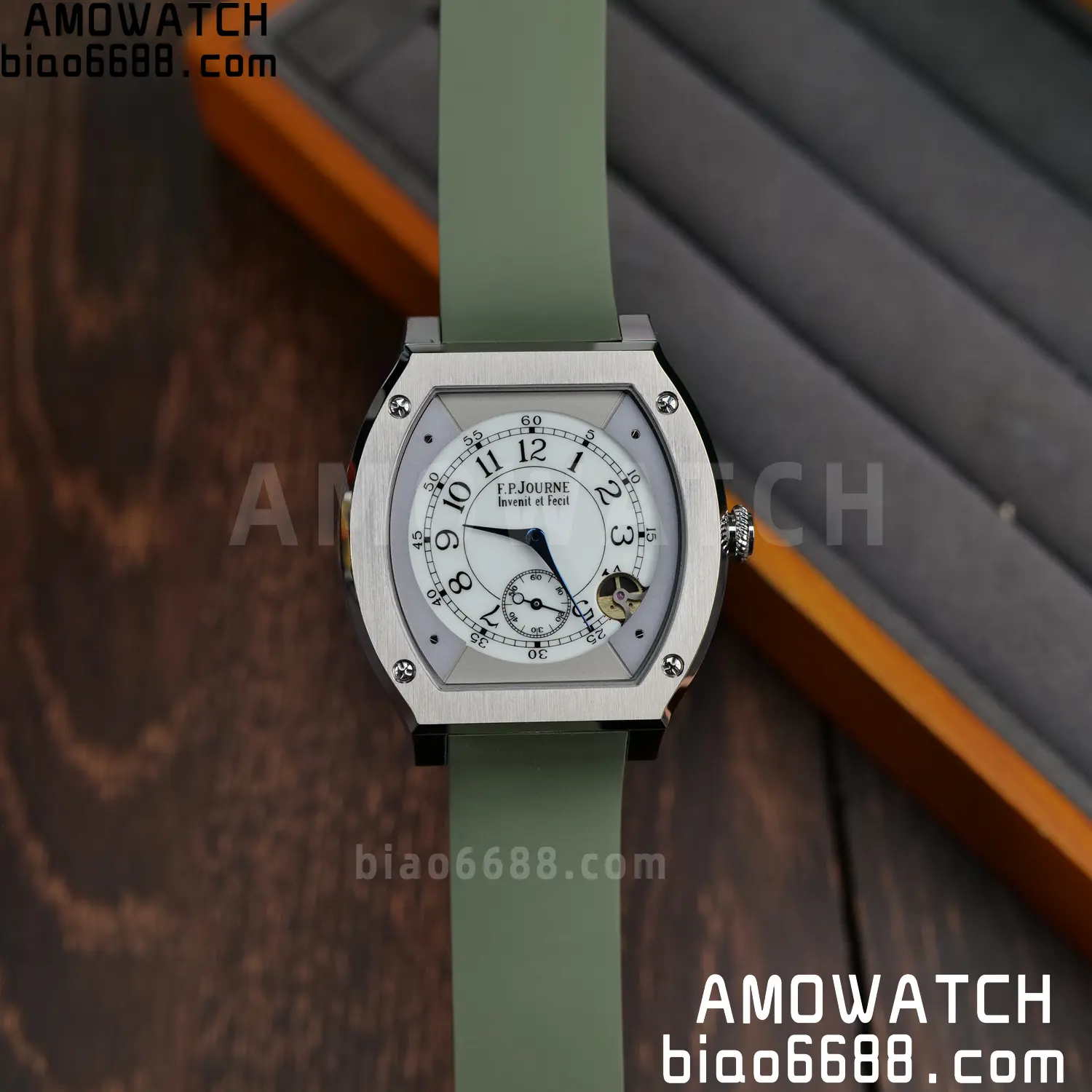FPJ F.P.Journe Elegante FJ Factory Best Edition White Dial on Green Rubber Strap Quartz V2 87 1d439b59a7611fb AMO Watch