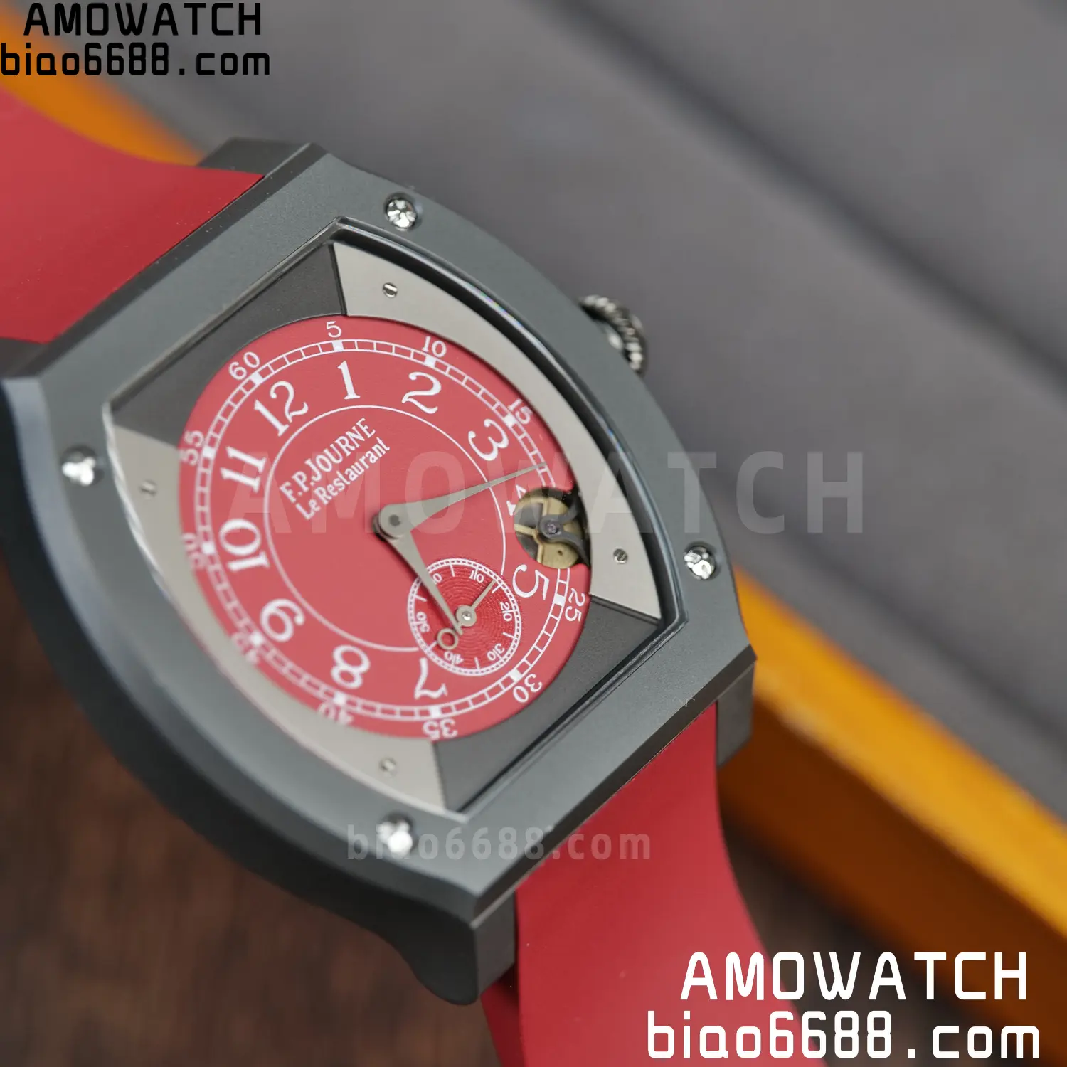 FPJ F.P.Journe Elegante PVD FJ Factory Best Edition Red Dial on RedRubber Strap Quartz V2 114 1e5cbc3aa659de7 AMO Watch