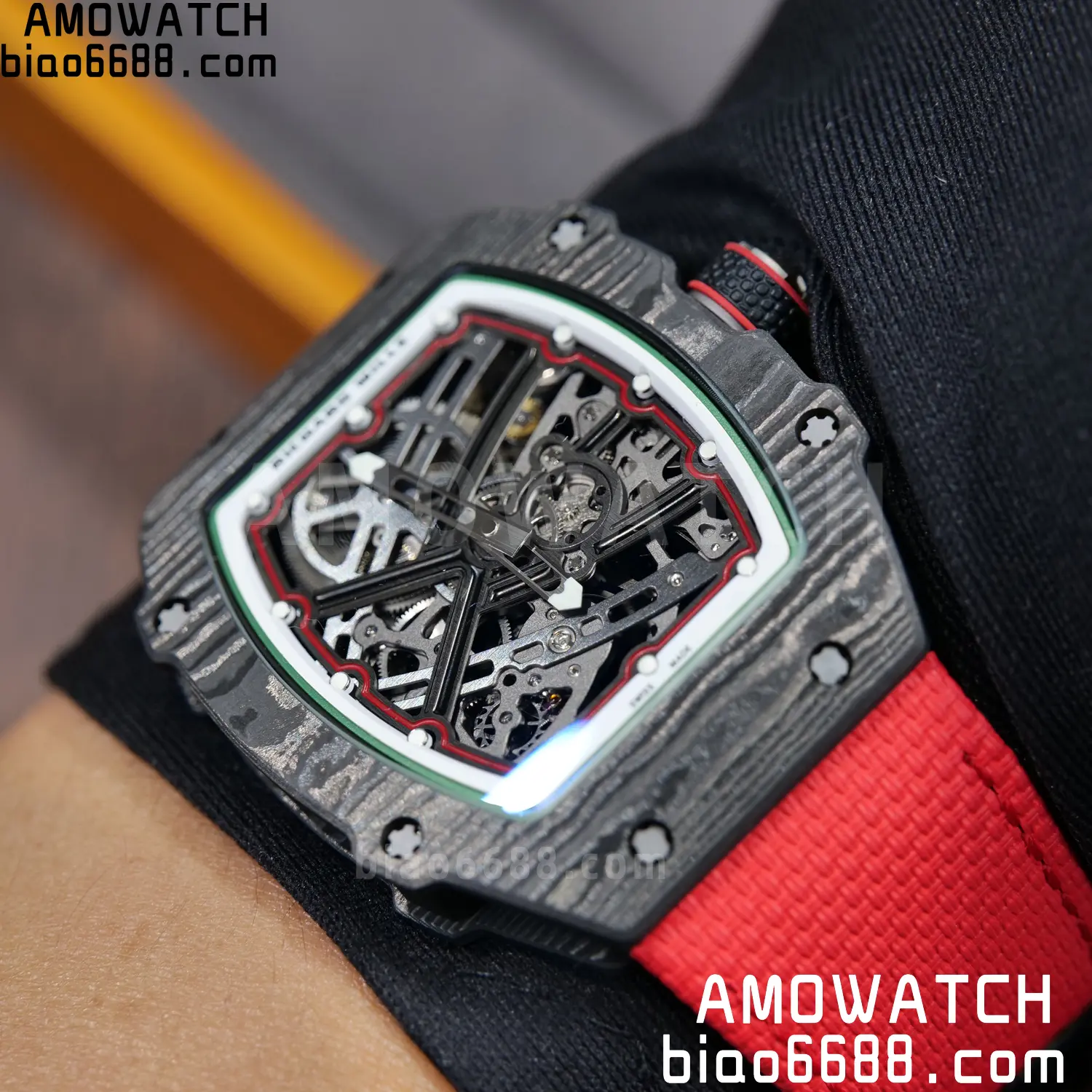 RICHARD MILLE 1:1 RM67-02 Black NTPT RICH Factory Pro 1:1 Italy Skeleton Dial White Nylon Strap CRMA7 Super Clone V2 113 1f7b55f724a2713 AMO Watch