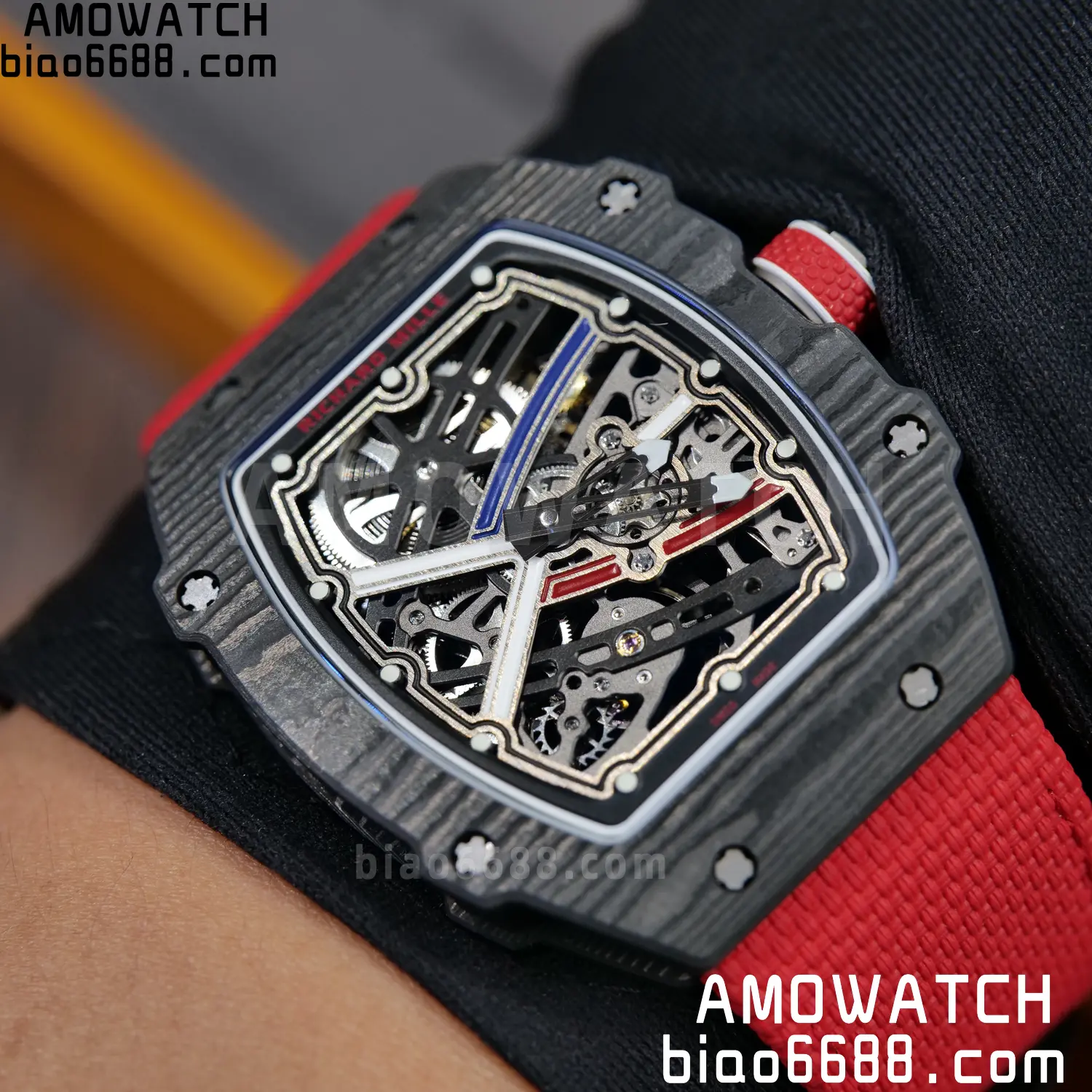 RICHARD MILLE RM67-02 Black NTPT RICH Factory 1:1 France Blue/Red/White Skeleton Dial CRMA7 Super Clone 106 2121d4f68625b70 AMO Watch