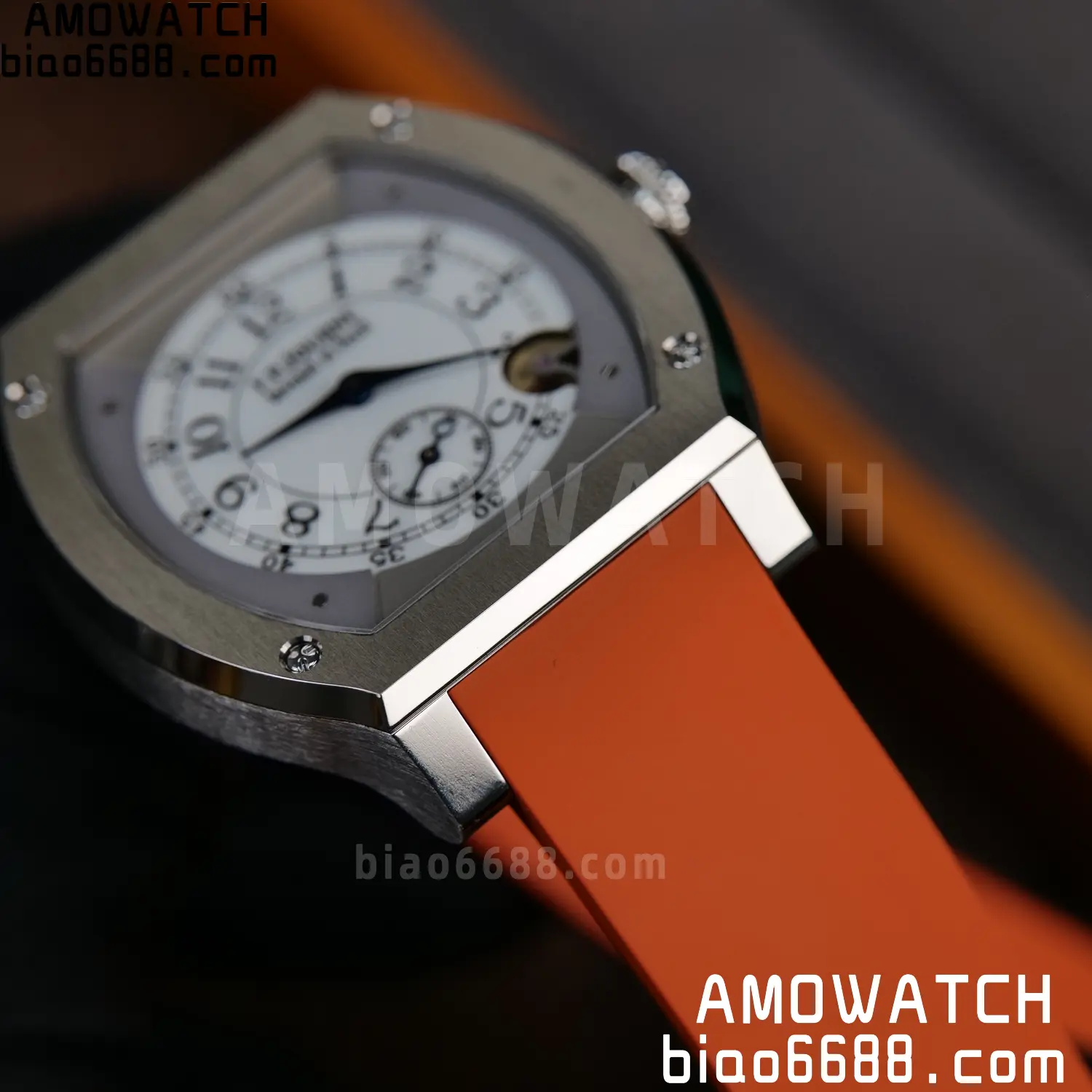 FPJ F.P.Journe Elegante FJ Factory Best Edition White Dial on Orange Rubber Strap Quartz V2 92 21b90a353e4b145 AMO Watch