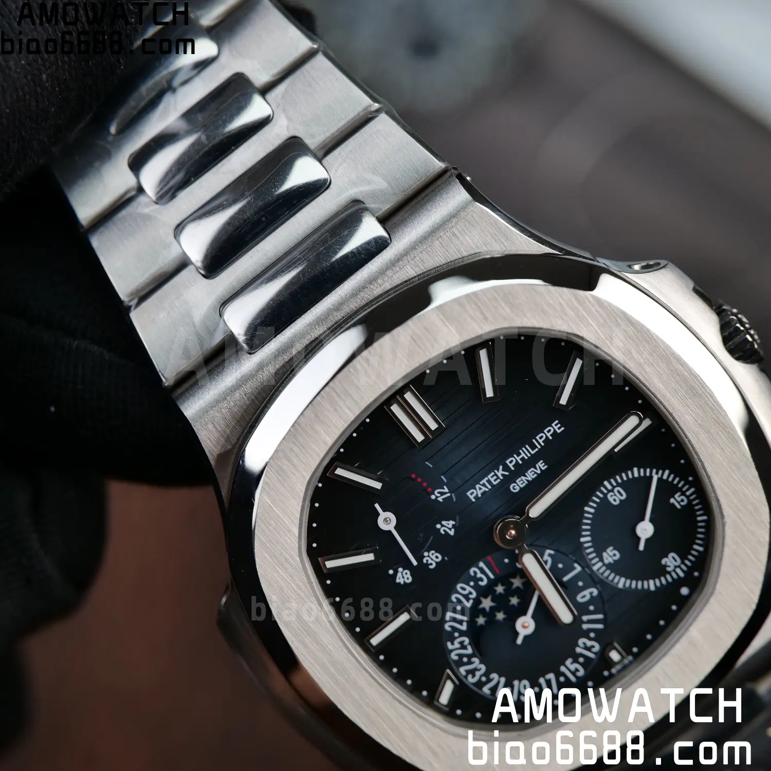 Custom Made Patek Philippe Nautilus 5712 SS UMI 129 2206b4c8e3ddacf AMO Watch