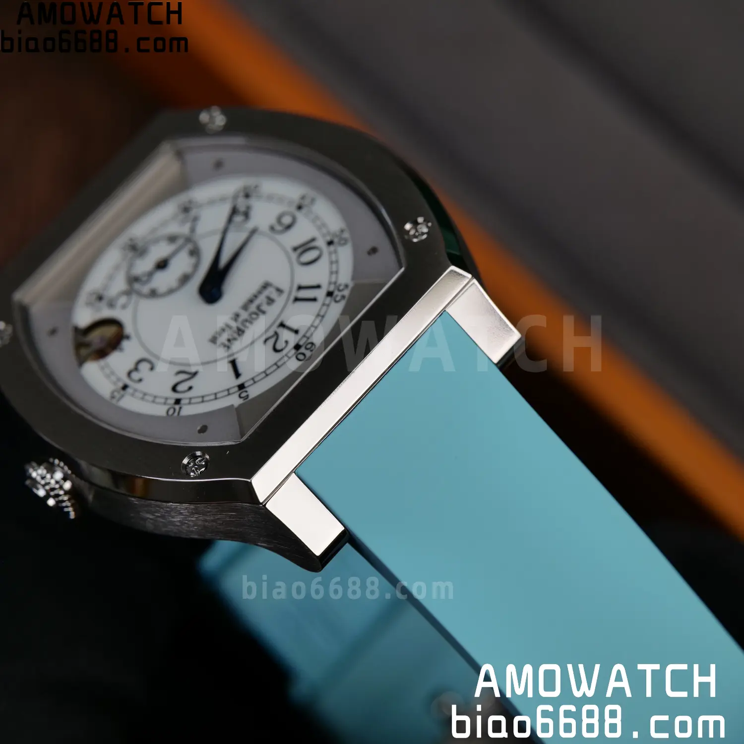FPJ F.P.Journe Elegante FJ Factory Best Edition White Dial on Light Blue Rubber Strap Quartz V2 91 22830b75b9ee018 AMO Watch