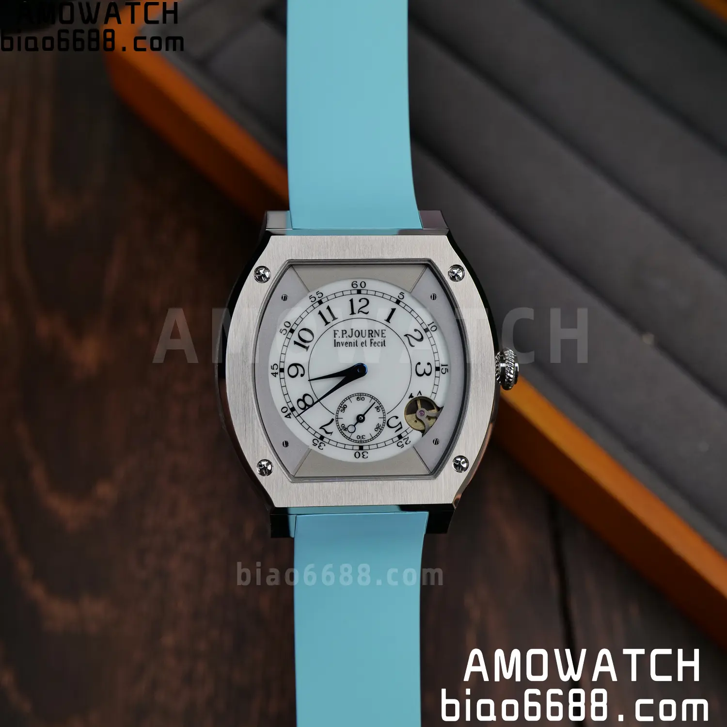 FPJ F.P.Journe Elegante FJ Factory Best Edition White Dial on Light Blue Rubber Strap Quartz V2 84 23190330a4e38e8 AMO Watch