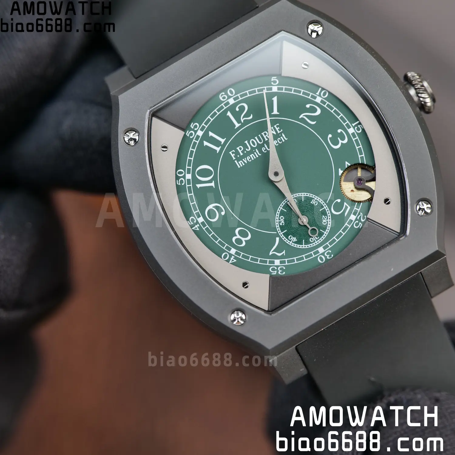 FPJ F.P.Journe Elegante PVD FJ Factory Best Edition Green Dial on Black Rubber Strap Quartz V2 89 23a994a75ceded5 AMO Watch