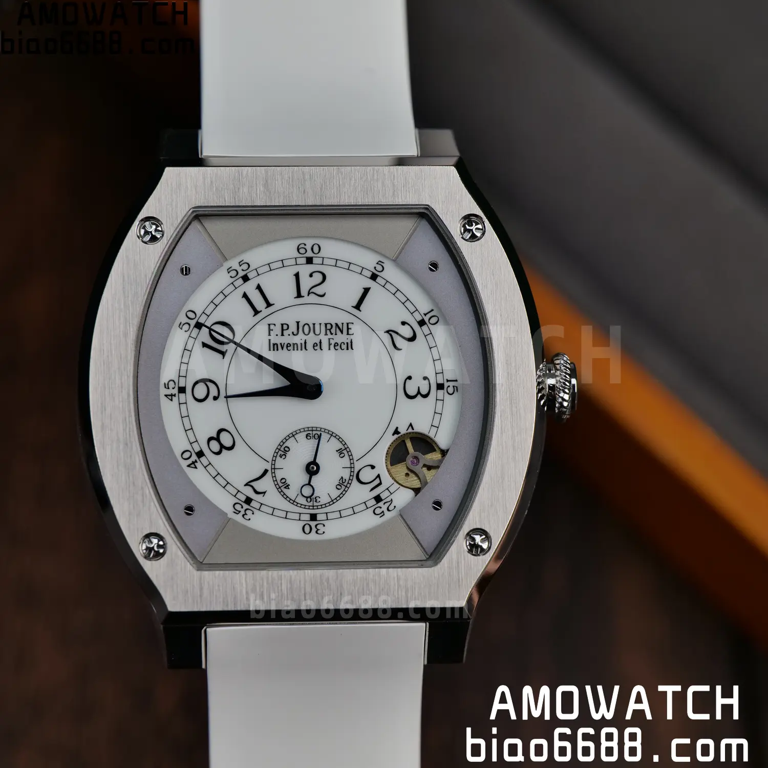 FPJ F.P.Journe Elegante FJ Factory Best Edition White Dial on White Rubber Strap Quartz V2 85 248f38feb12fc30 AMO Watch
