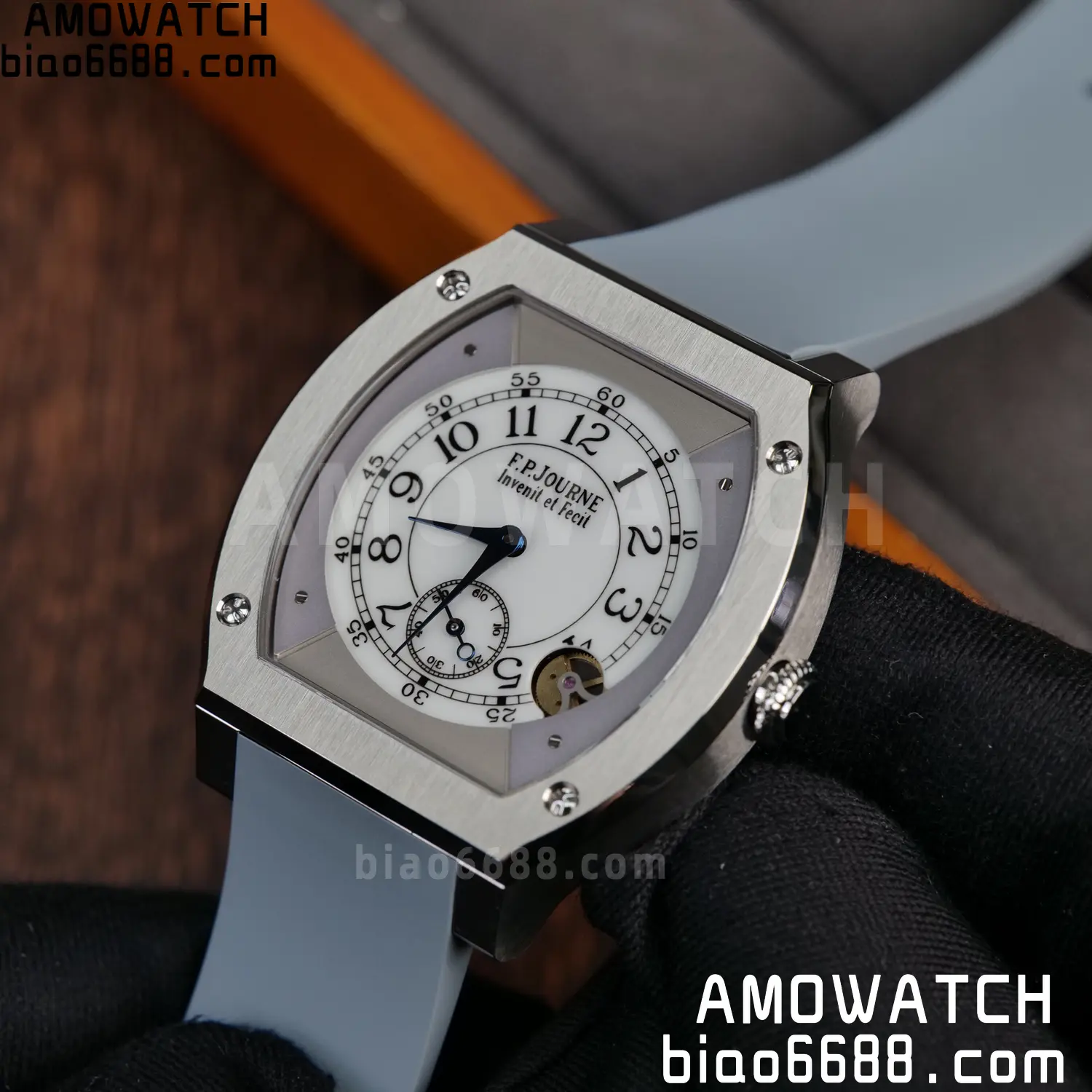FPJ F.P.Journe Elegante FJ Factory Best Edition White Dial on Gray Rubber Strap Quartz V2 98 24e46b81120a7b6 AMO Watch