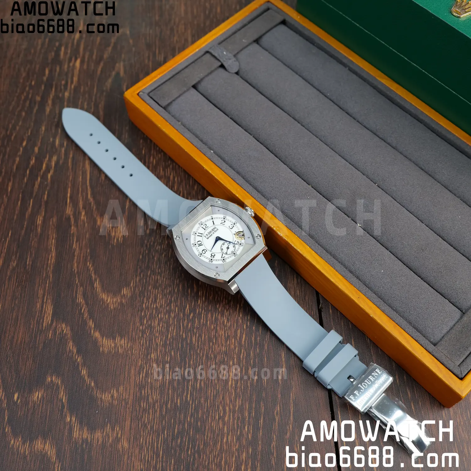 FPJ F.P.Journe Elegante FJ Factory Best Edition White Dial on Gray Rubber Strap Quartz V2 81 26a736ceb41649d AMO Watch