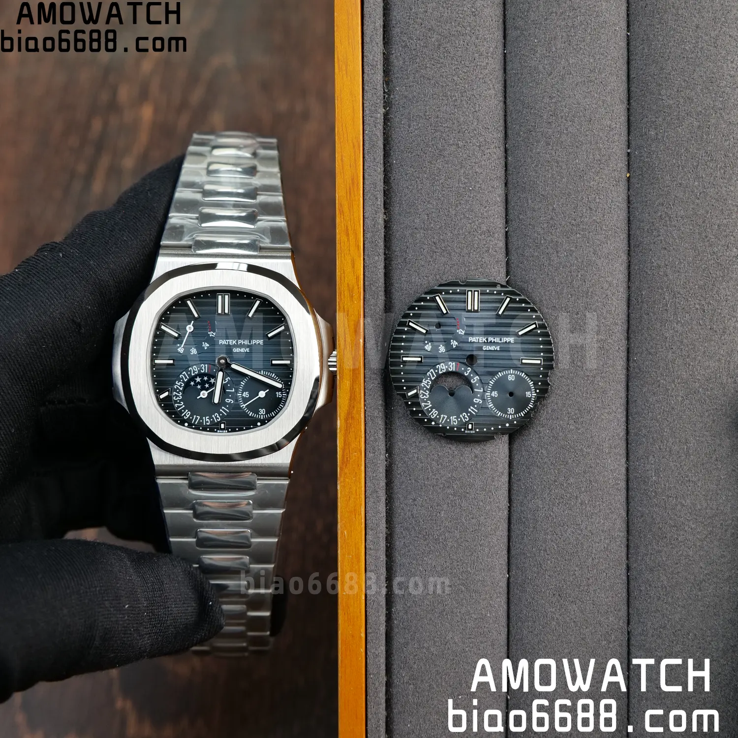 Custom Made Patek Philippe Nautilus 5712 SS UMI 111 27ee779c6a625d9 AMO Watch