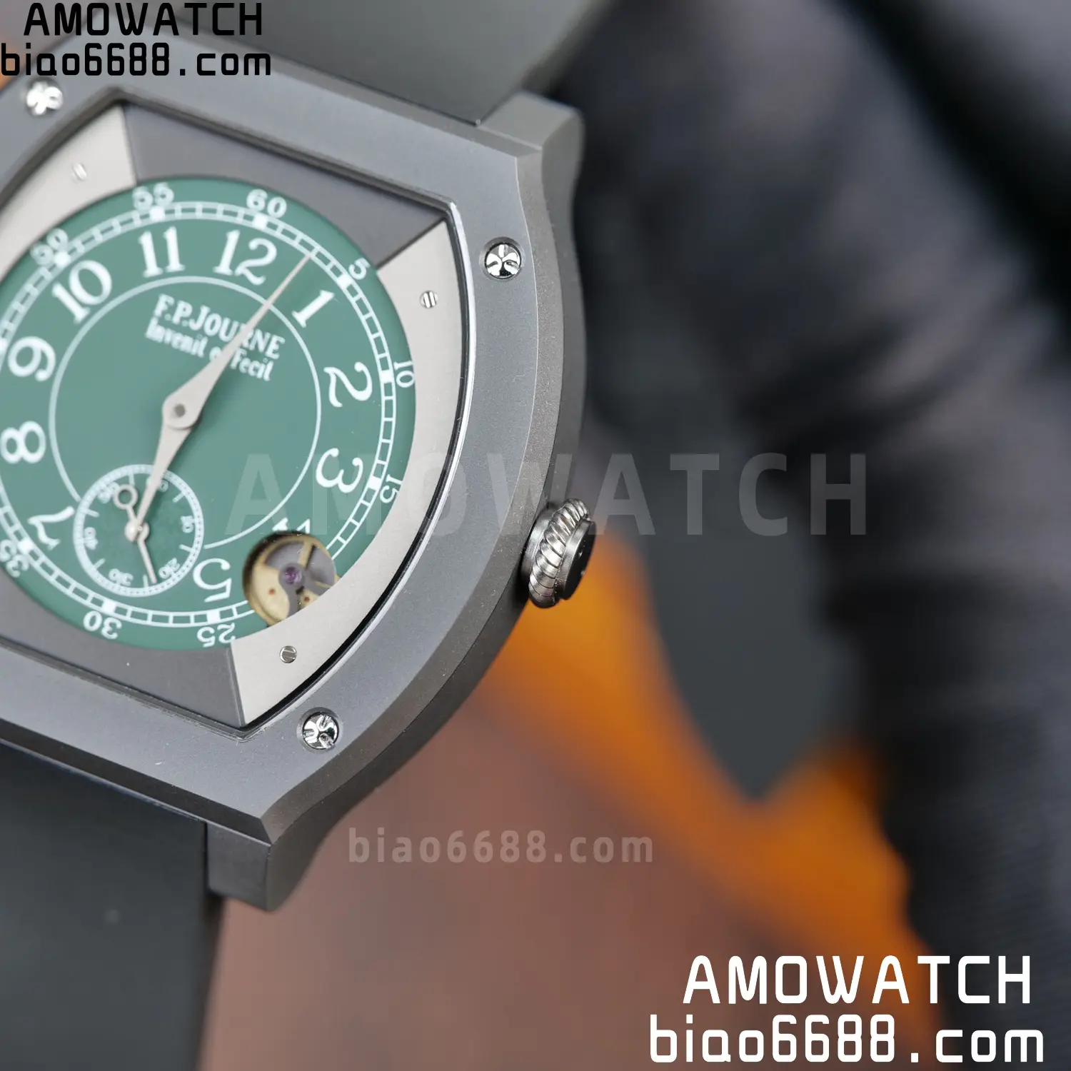 FPJ F.P.Journe Elegante PVD FJ Factory Best Edition Green Dial on Black Rubber Strap Quartz V2 83 28be05bc4dab5bf AMO Watch