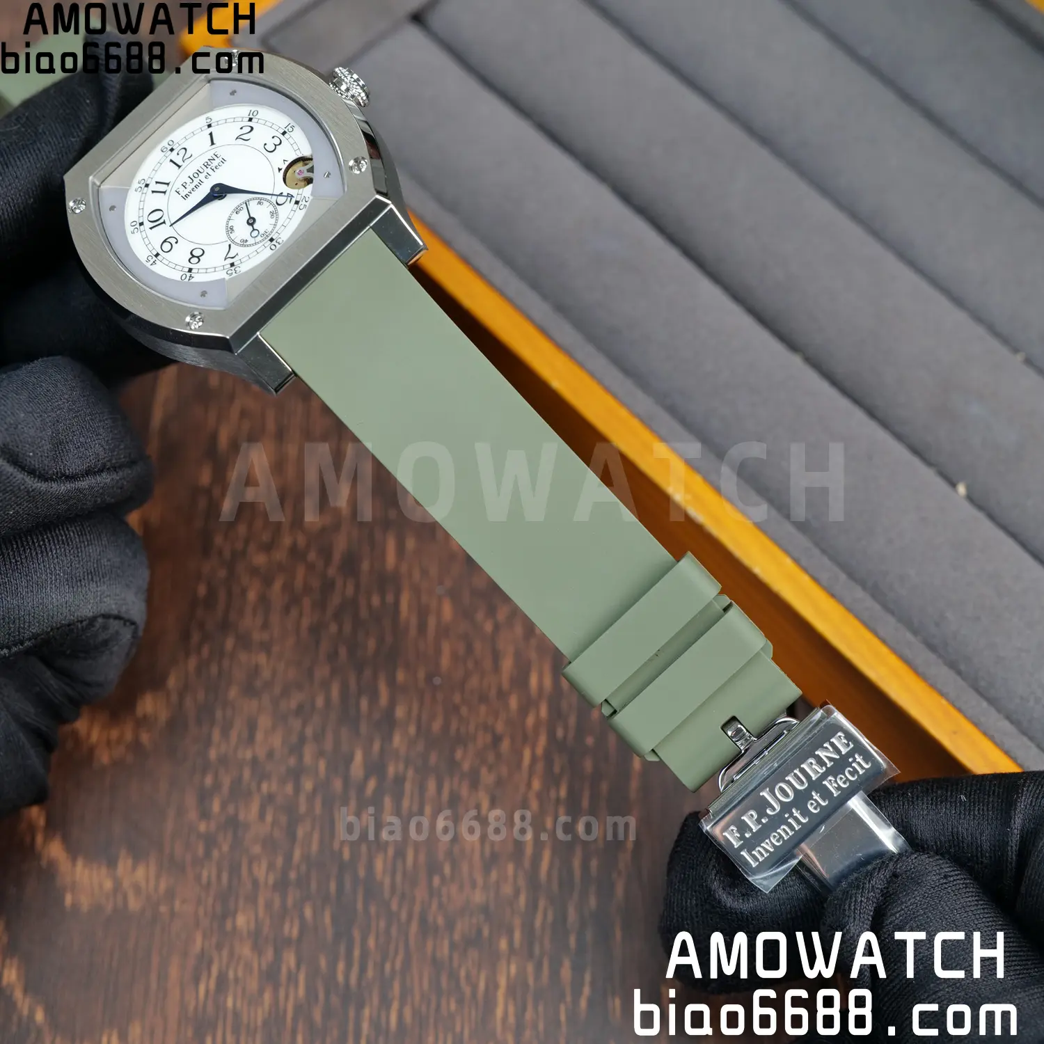 FPJ F.P.Journe Elegante FJ Factory Best Edition White Dial on Green Rubber Strap Quartz V2 84 29d2deab8b101d3 AMO Watch