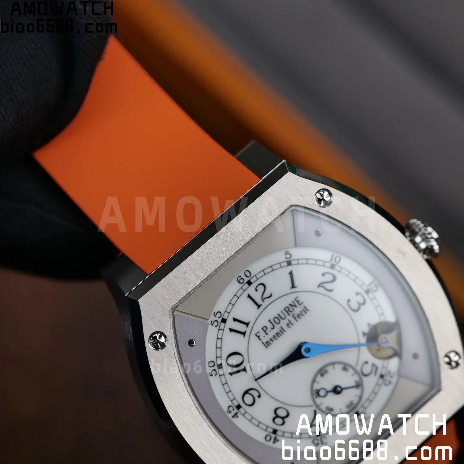 FPJ F.P.Journe Elegante FJ Factory Best Edition White Dial on Orange Rubber Strap Quartz V2 99 2b6f8b9810acec0 AMO Watch