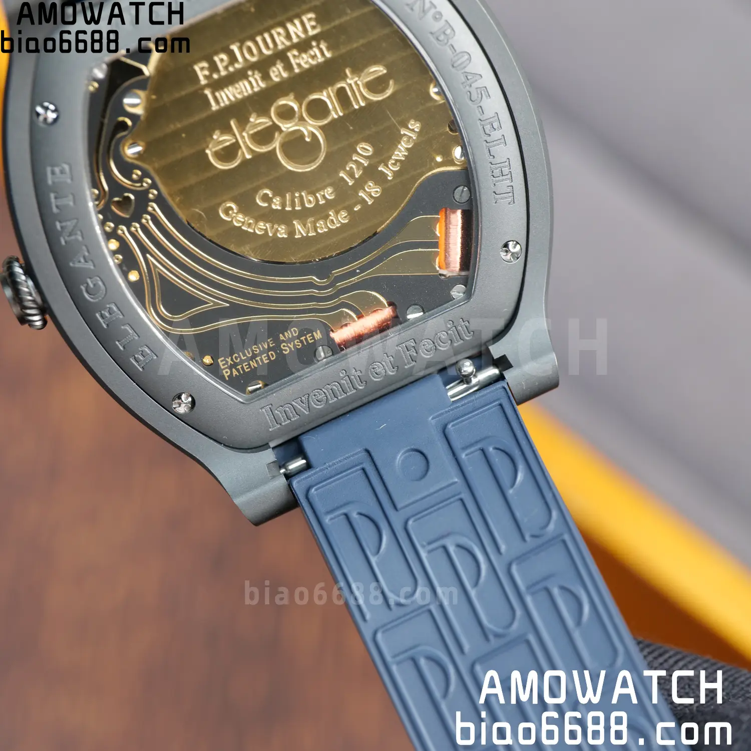 FPJ F.P.Journe Elegante PVD FJ Factory Best Edition Black Dial on Blue Rubber Strap Quartz V2 133 2c2ce010ff999ab AMO Watch