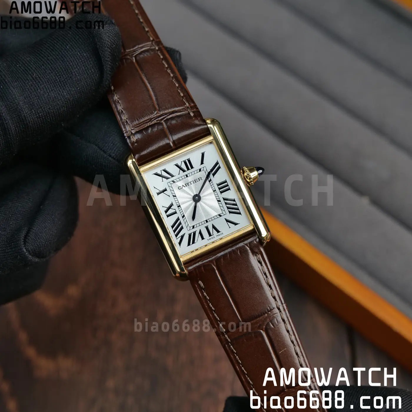 CARTIER Tank Must YG W1529756 25.5mm F1 Facftory 1:1 Best Edition White Dial on Brown Leather Strap Ronda 65 2c96b70e7adaa7b AMO Watch