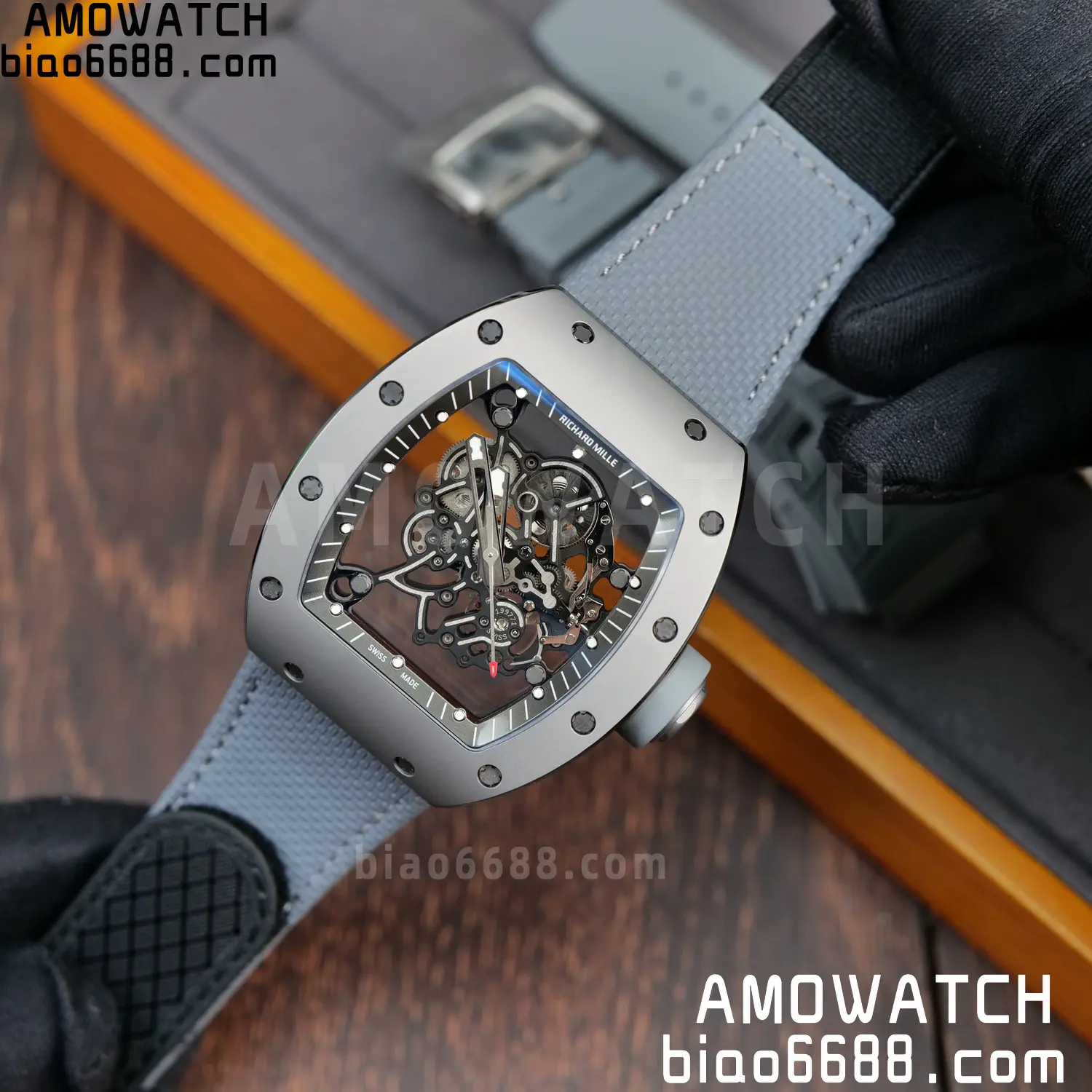 RICHARD MILLE RM055 Gray Ceramic UMI 1:1 Best Edition on Nylon Strap RMUL2 Free Sprung 42 2cd0f3e51dce6e1 AMO Watch