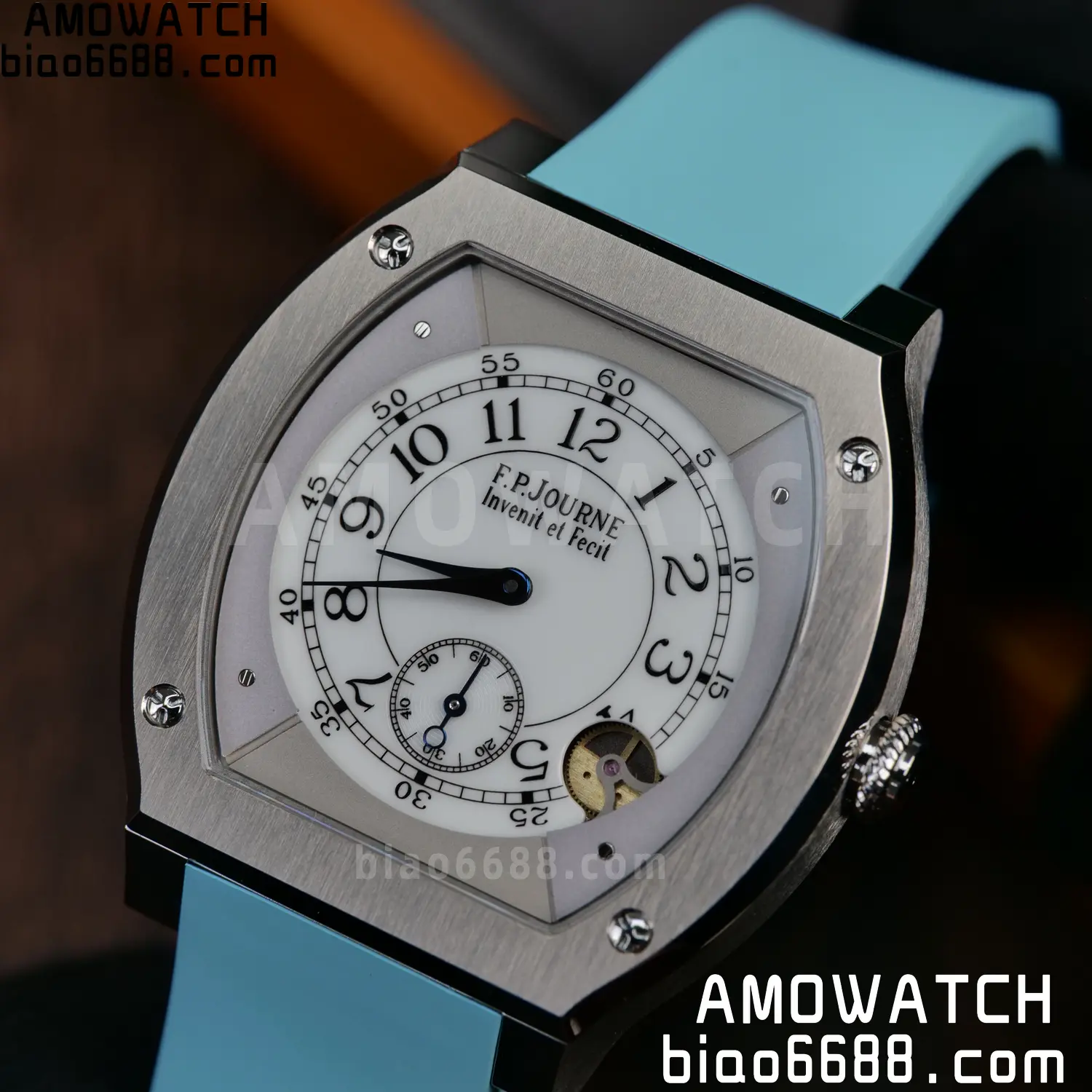 FPJ F.P.Journe Elegante FJ Factory Best Edition White Dial on Light Blue Rubber Strap Quartz V2 103 2e3005022b1745f AMO Watch