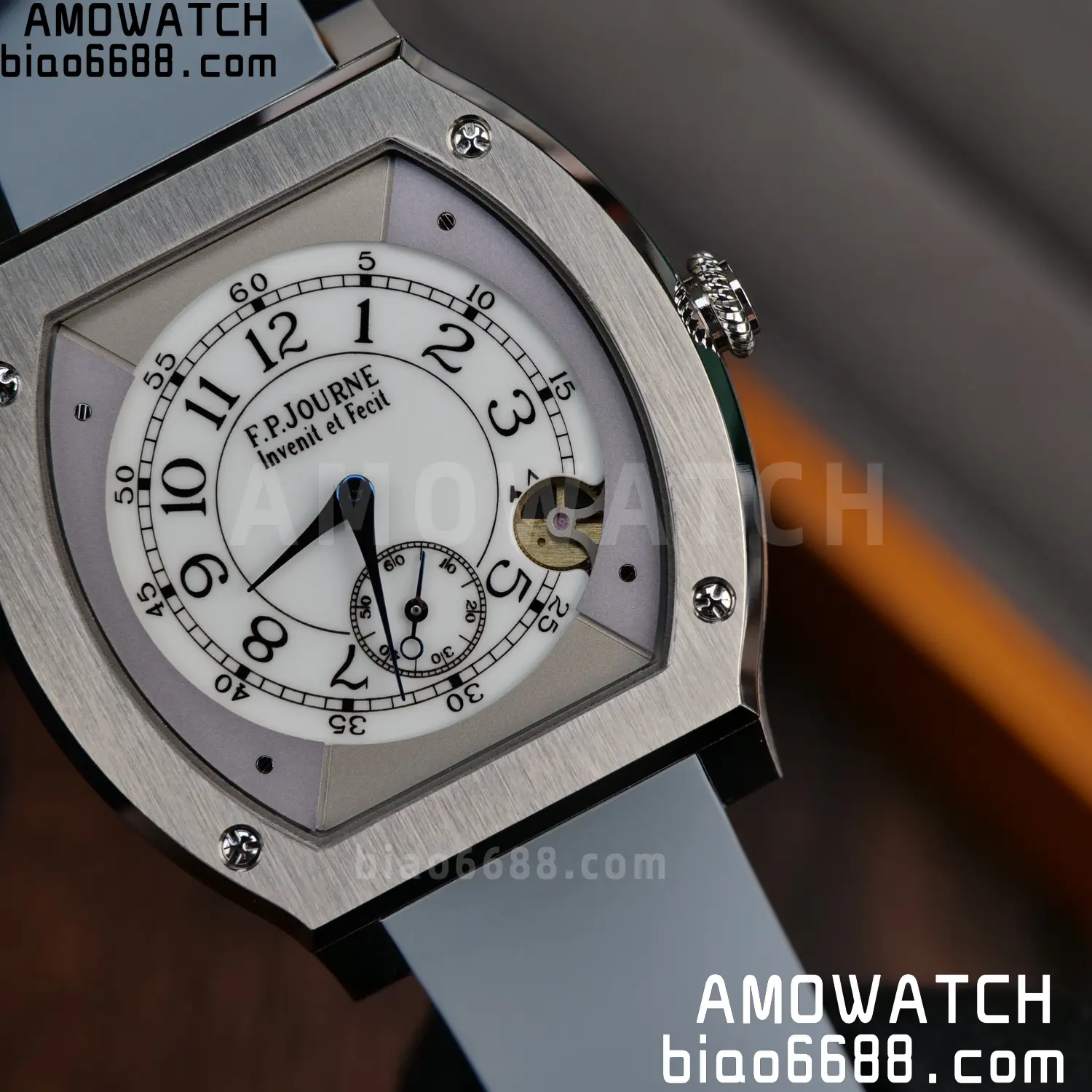 FPJ F.P.Journe Elegante FJ Factory Best Edition White Dial on Gray Rubber Strap Quartz V2 101 2fa8668fb1d2a6b AMO Watch