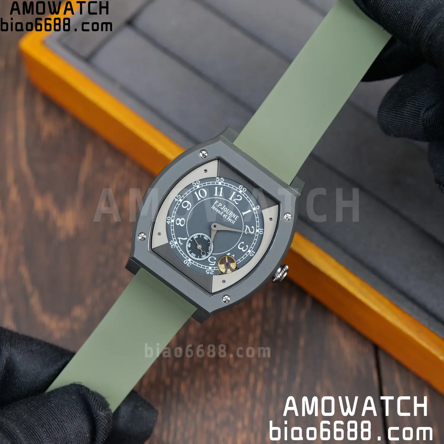 FPJ F.P.Journe Elegante PVD FJ Factory Best Edition Black Dial on Green Rubber Strap Quartz V2 80 3006ee41aeb440a AMO Watch