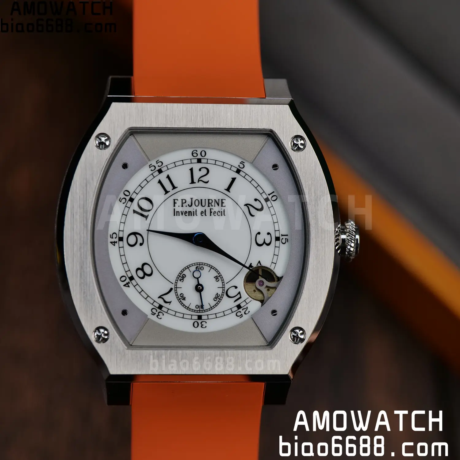 FPJ F.P.Journe Elegante FJ Factory Best Edition White Dial on Orange Rubber Strap Quartz V2 89 315b53f7144a623 AMO Watch