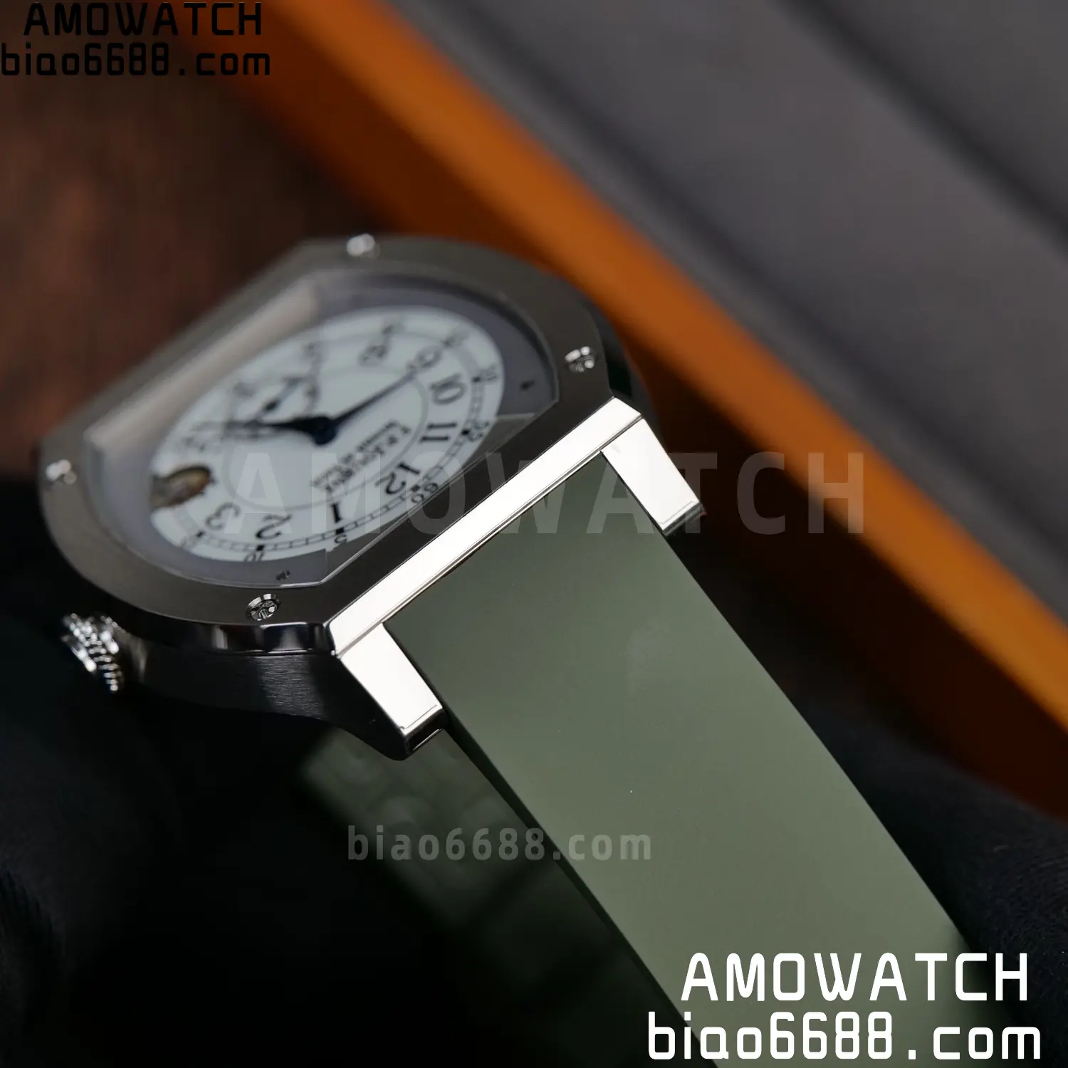 FPJ F.P.Journe Elegante FJ Factory Best Edition White Dial on Green Rubber Strap Quartz V2 93 31986fad205296f AMO Watch