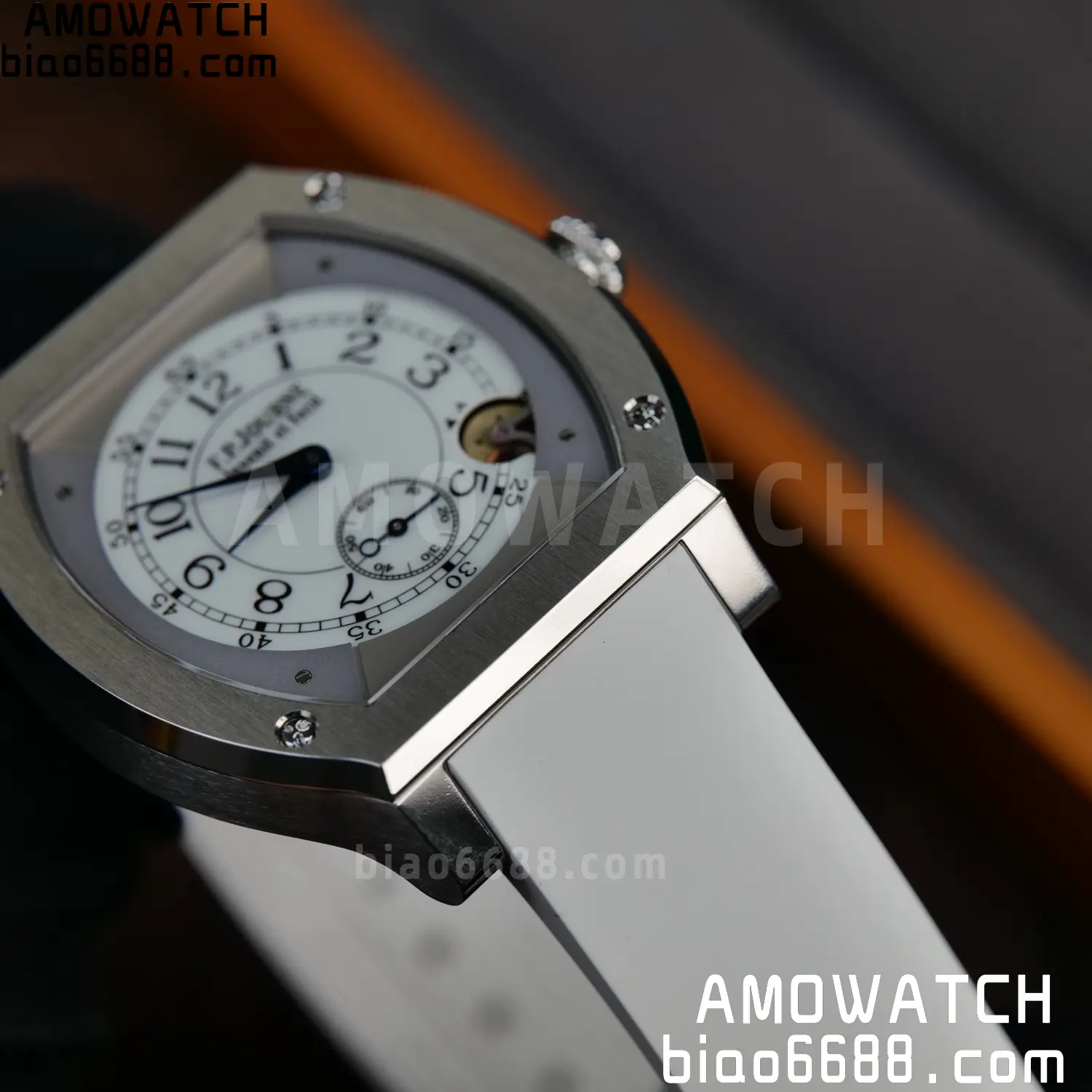 FPJ F.P.Journe Elegante FJ Factory Best Edition White Dial on White Rubber Strap Quartz V2 88 31d865d398a6405 AMO Watch