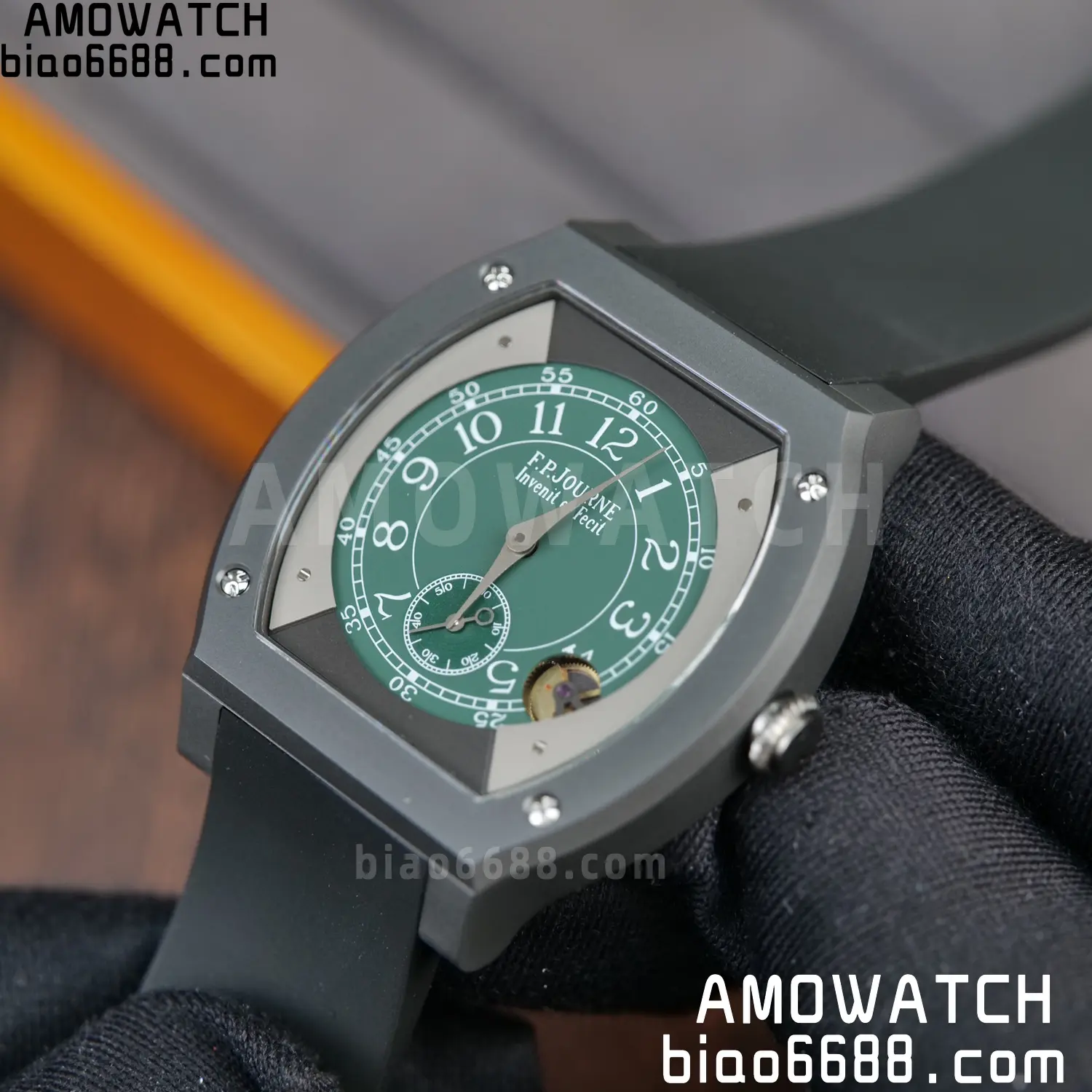 FPJ F.P.Journe Elegante PVD FJ Factory Best Edition Green Dial on Black Rubber Strap Quartz V2 85 31ecce1cd2d3855 AMO Watch