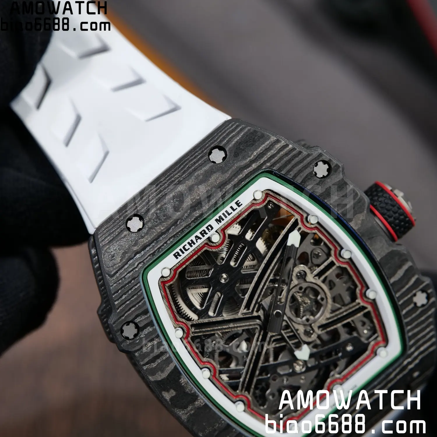 RICHARD MILLE 1:1 RM67-02 Black NTPT RICH Factory Pro 1:1 Italy Skeleton Dial White Rubber Strap CRMA7 Super Clone V2 94 33875af419fdf80 AMO Watch