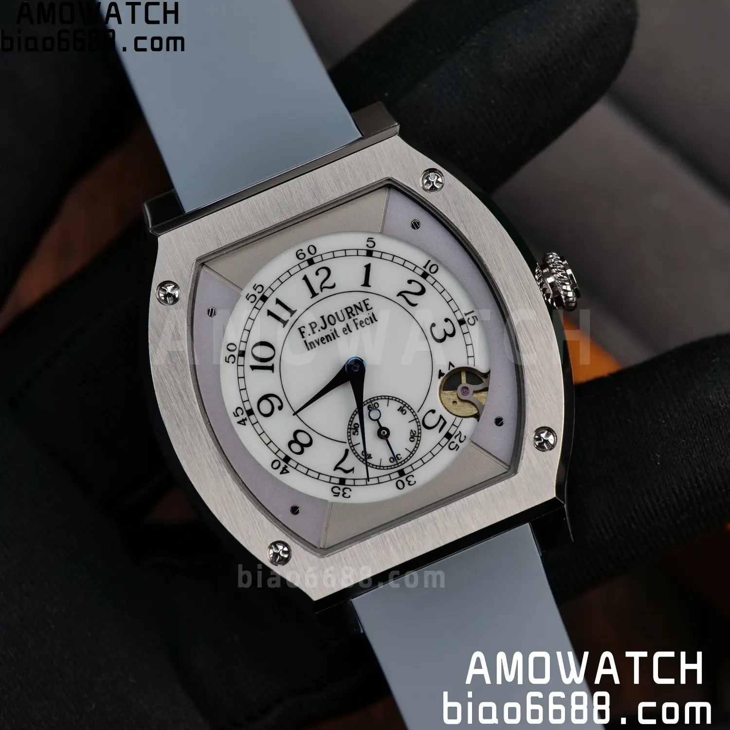 FPJ F.P.Journe Elegante FJ Factory Best Edition White Dial on Gray Rubber Strap Quartz V2 105 357655a0110d671 AMO Watch