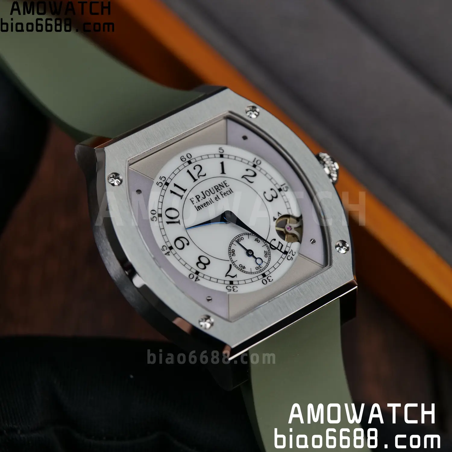 FPJ F.P.Journe Elegante FJ Factory Best Edition White Dial on Green Rubber Strap Quartz V2 95 3595663bf7fd8f9 AMO Watch