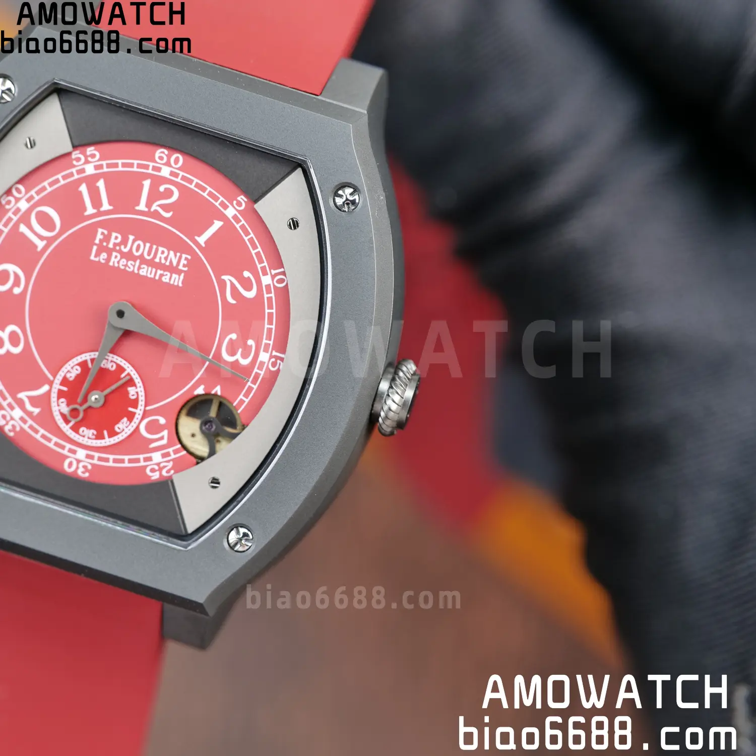 FPJ F.P.Journe Elegante PVD FJ Factory Best Edition Red Dial on RedRubber Strap Quartz V2 100 37d5f9ee59b41ae AMO Watch