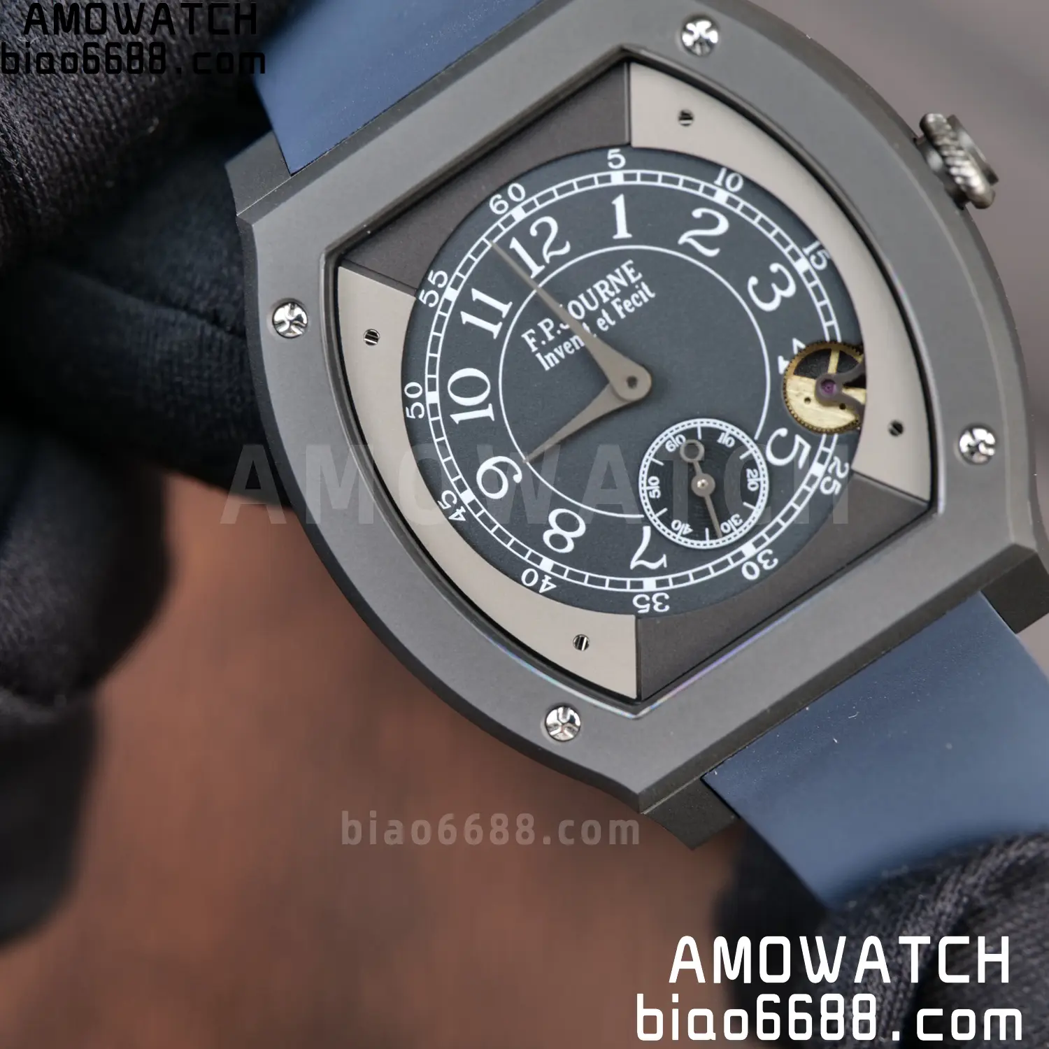 FPJ F.P.Journe Elegante PVD FJ Factory Best Edition Black Dial on Blue Rubber Strap Quartz V2 119 37ee5059590603c AMO Watch